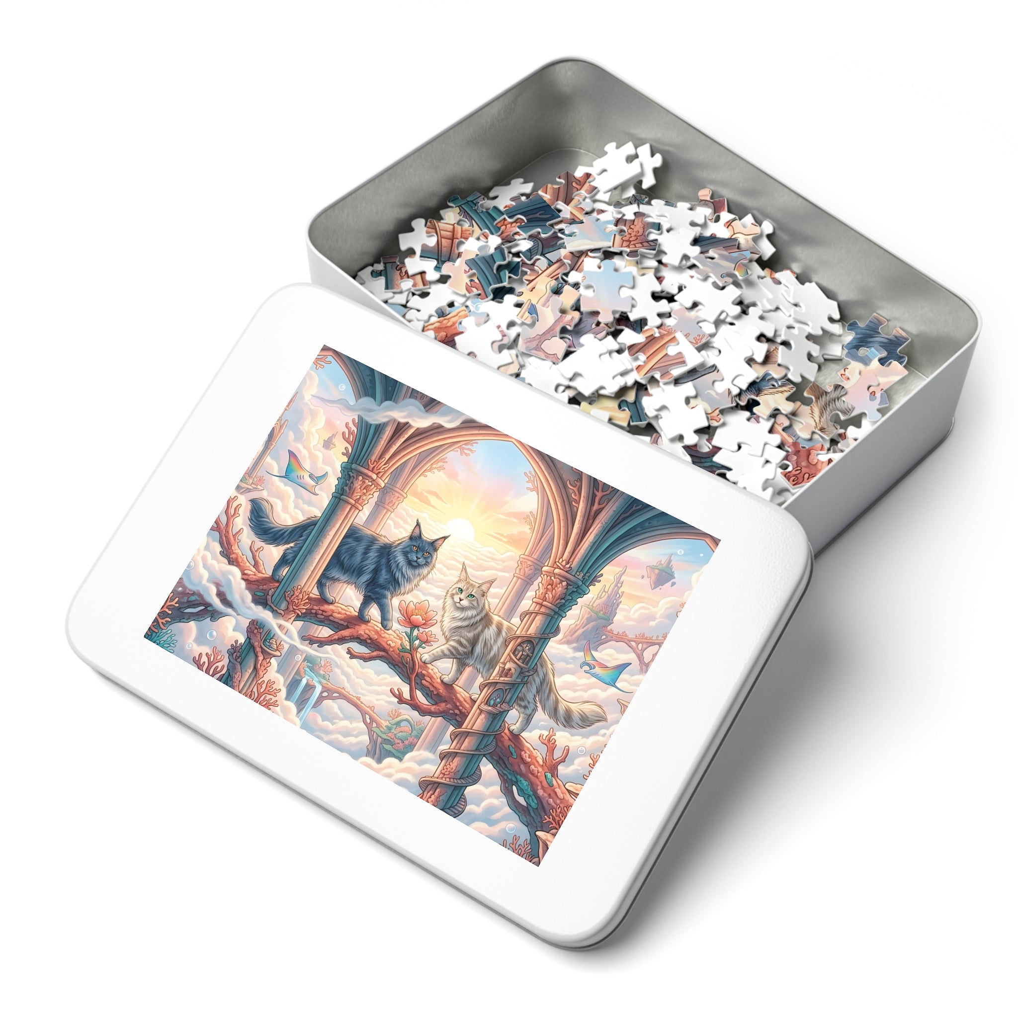 Maine Coon Cat Coral Arch Sky Colony Flying Manta Ray Jigsaw Puzzle