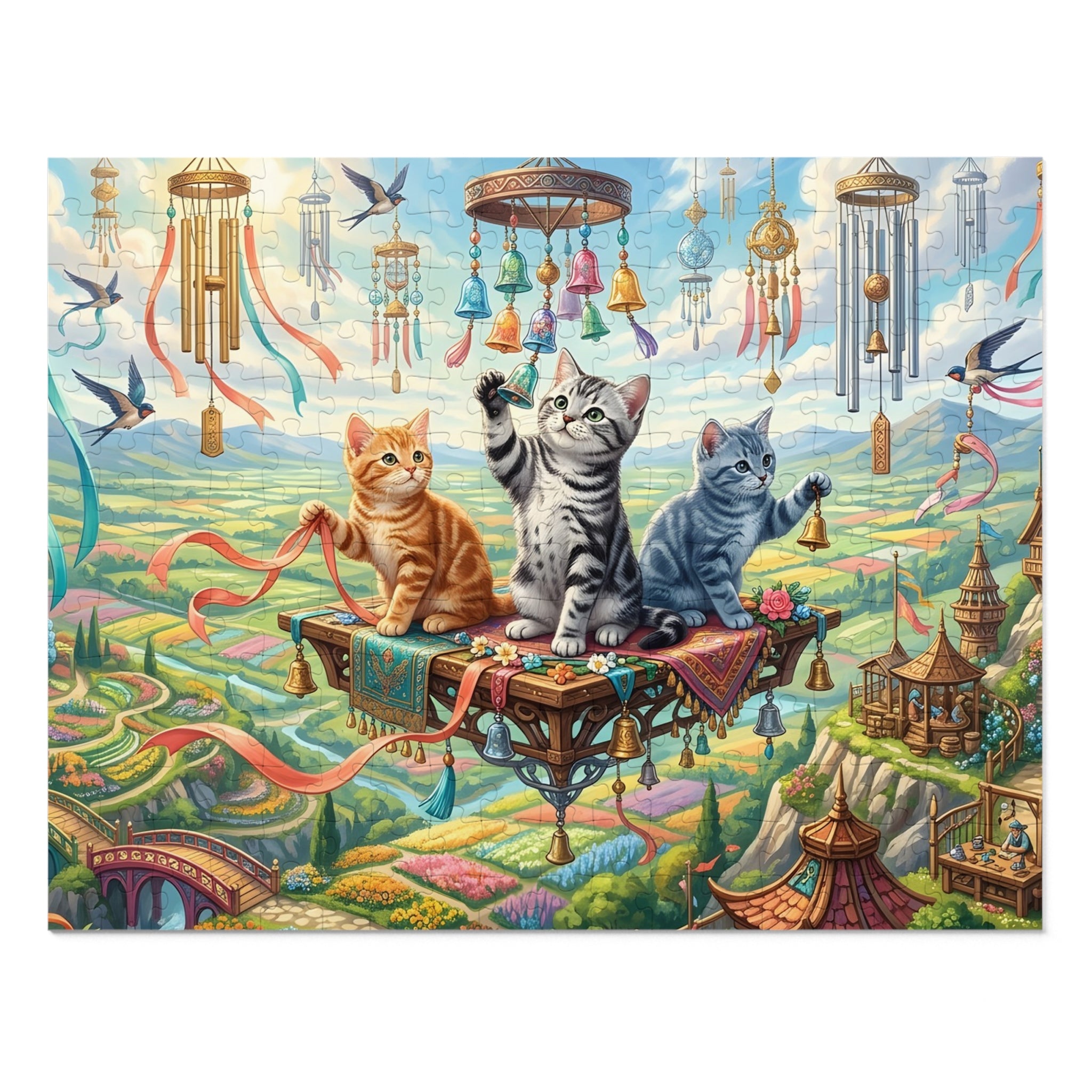 American Shorthair Kitten Wind Chime Valley Jigsaw Puzzle