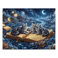 Silver Tabby American Shorthair Floating Library Constellations Jigsaw Puzzle