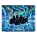 Black American Shorthair Northern Lights Ice Castle Jigsaw Puzzle