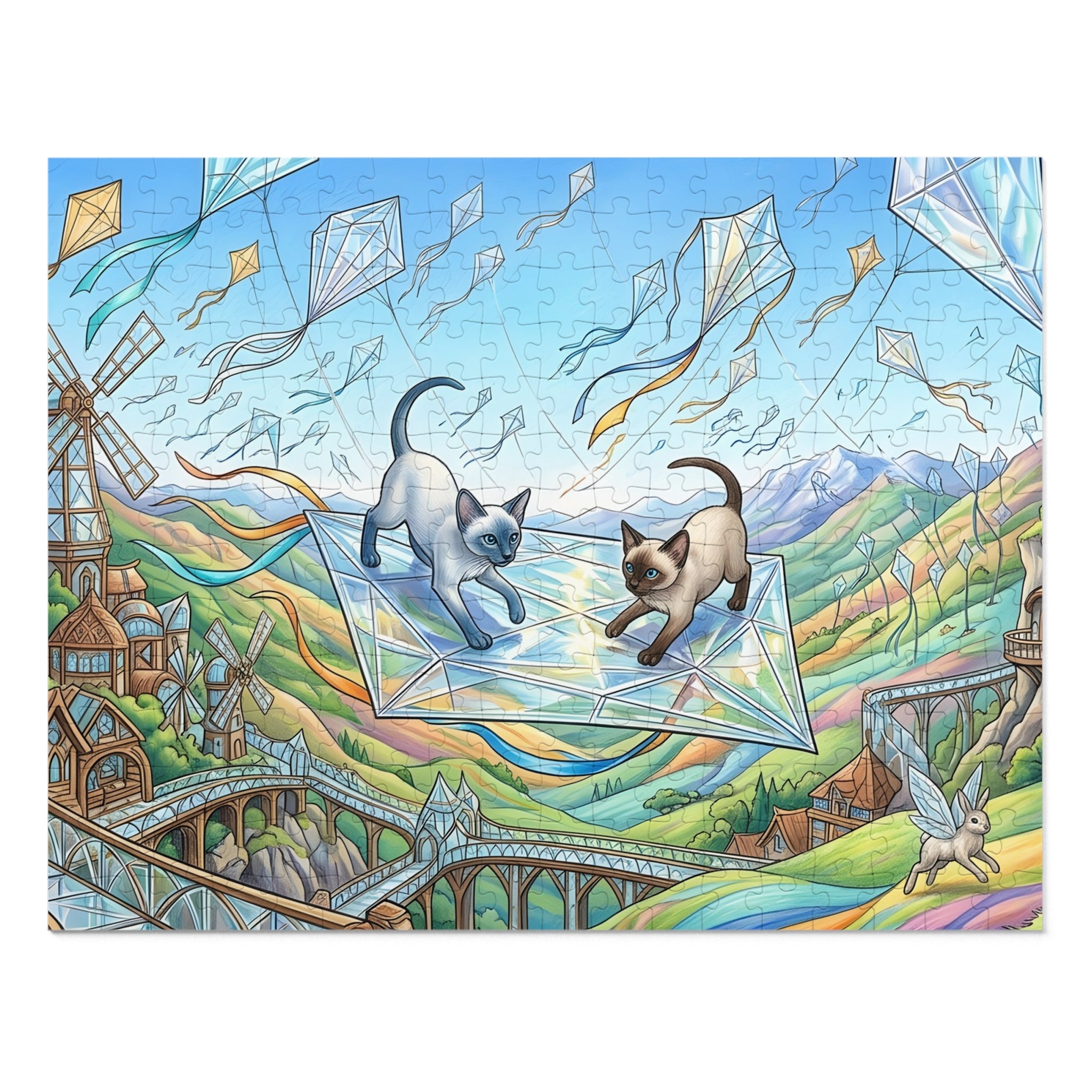 Siamese Kitten Crystal Kite Flight Jigsaw Puzzle