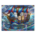 British Shorthair Cat Stained Glass Galleon Jigsaw Puzzle