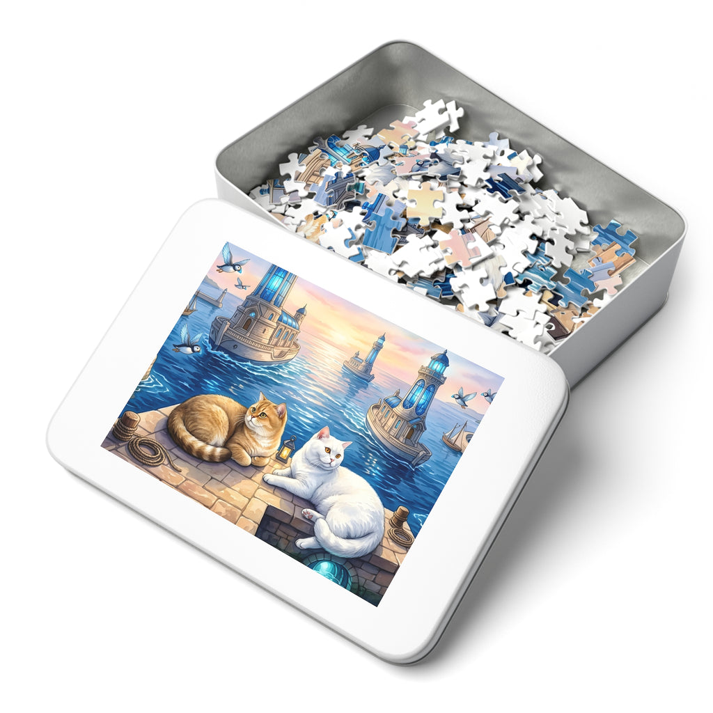 British Shorthair Lighthouse Ship Harbor Jigsaw Puzzle