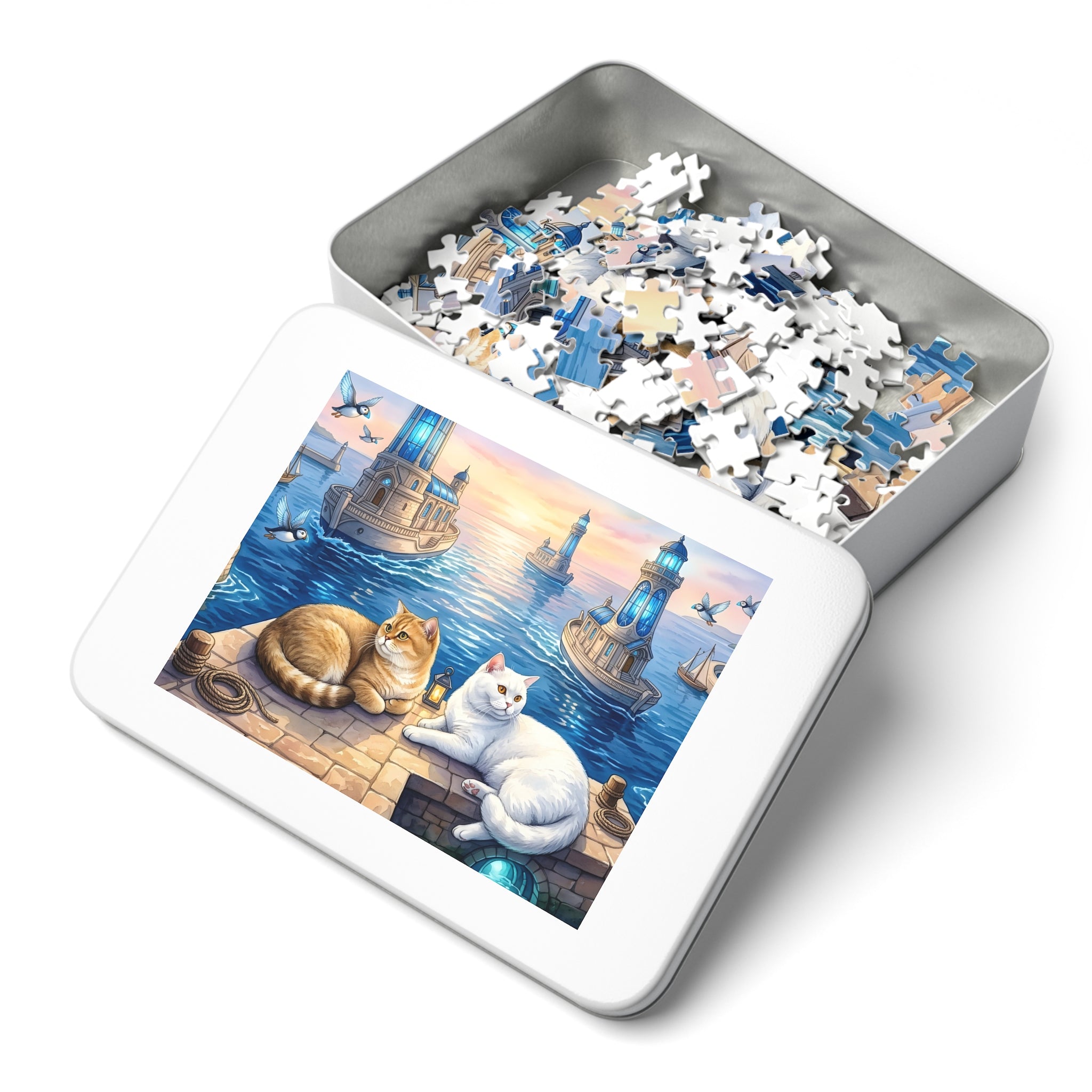 British Shorthair Lighthouse Ship Harbor Jigsaw Puzzle