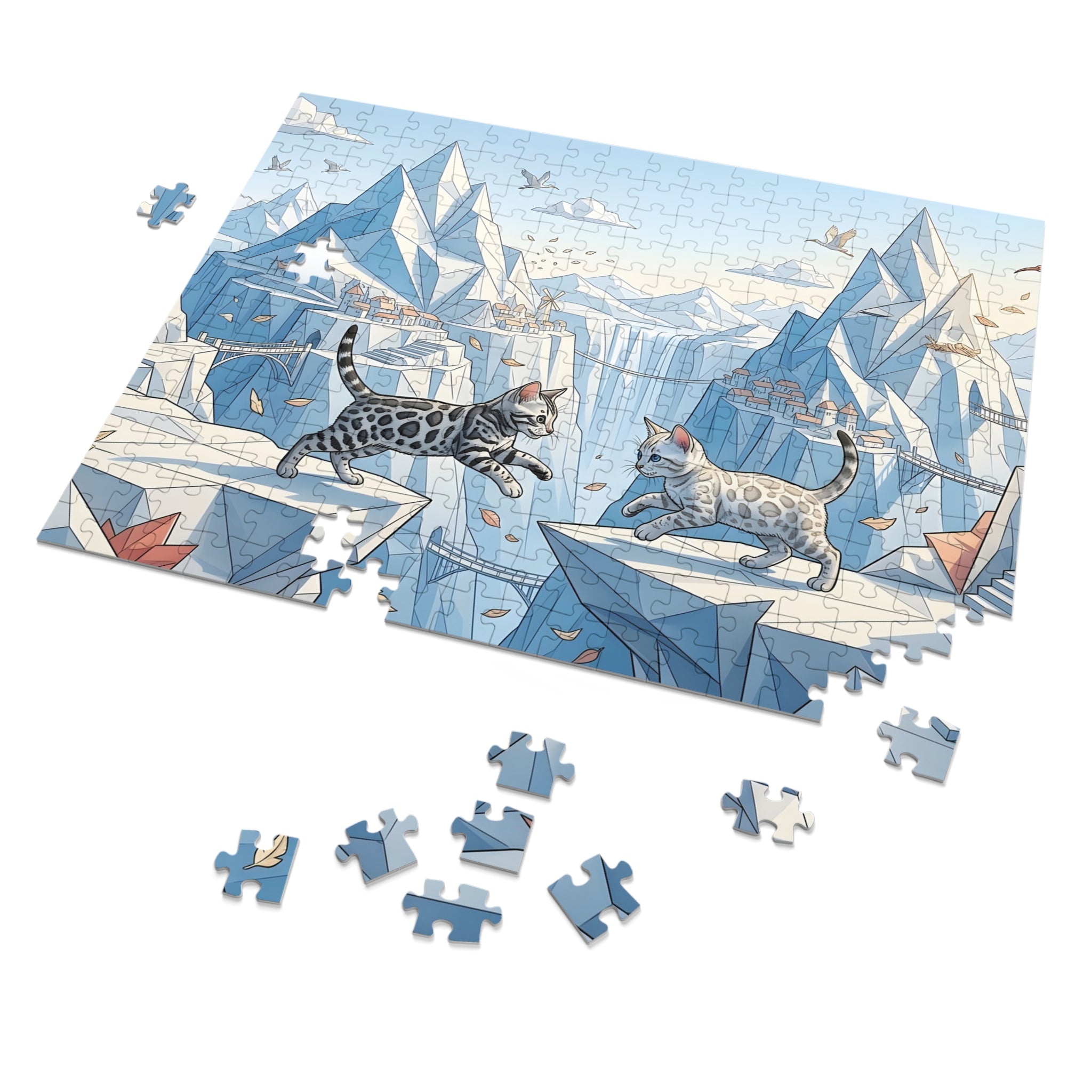 Silver Bengal Kitten Crystal Mountain Realm Jigsaw Puzzle
