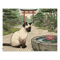 Seal Point Siamese Japanese Torii Garden Jigsaw Puzzle