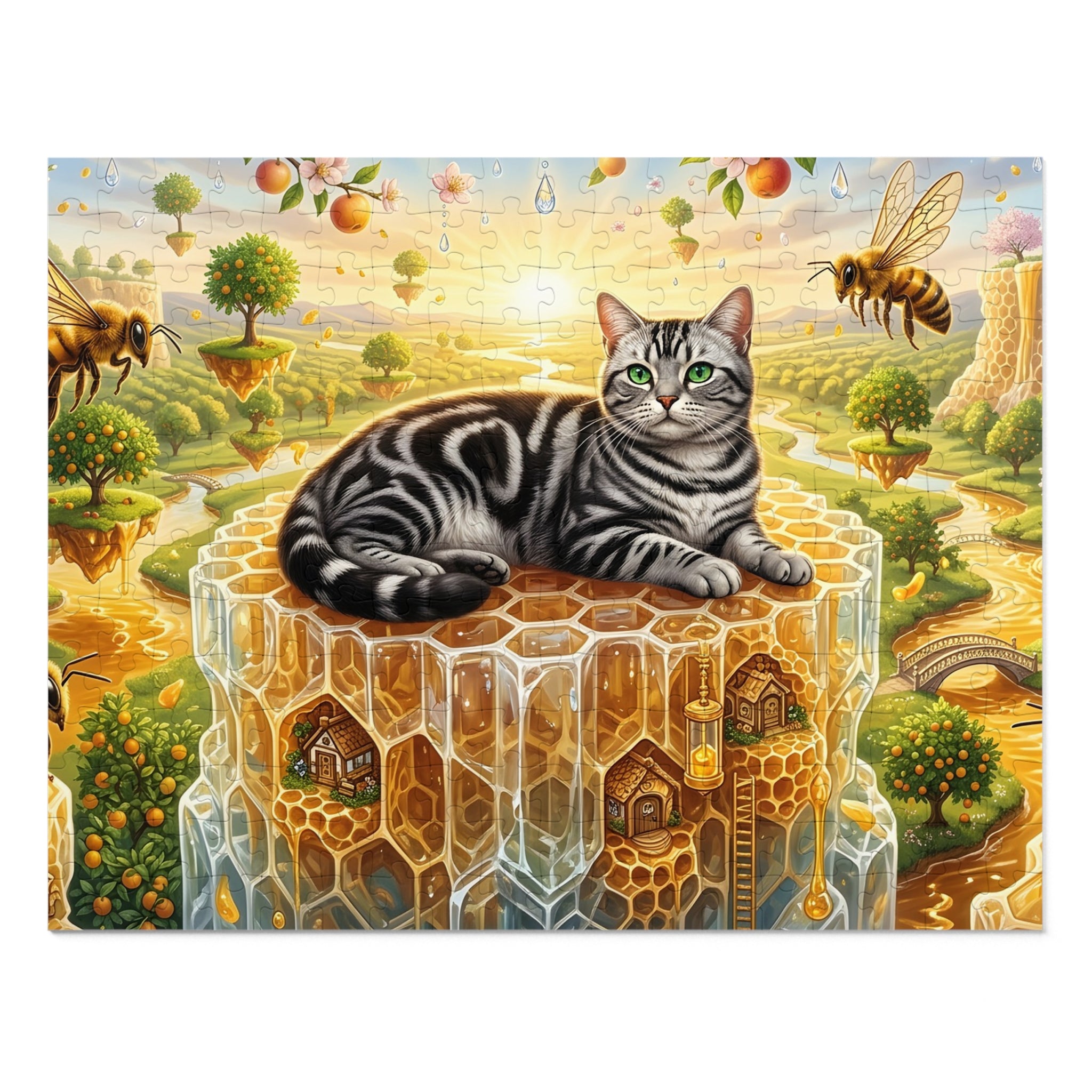 American Shorthair Cat Giant Honeycomb Honey River Floating Islands Jigsaw Puzzle