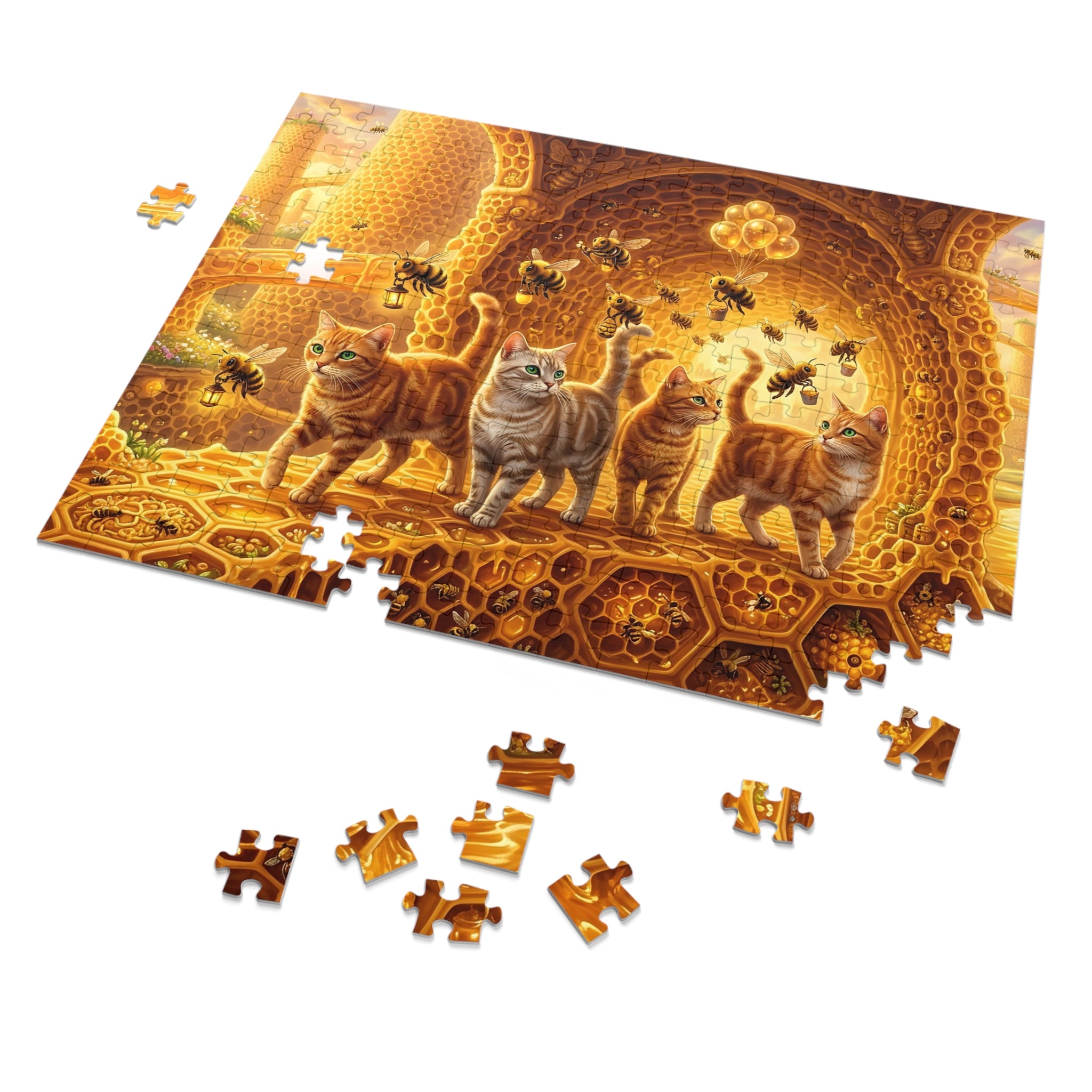 Orange Tabby American Shorthair Honeycomb Honeybee Kingdom Jigsaw Puzzle