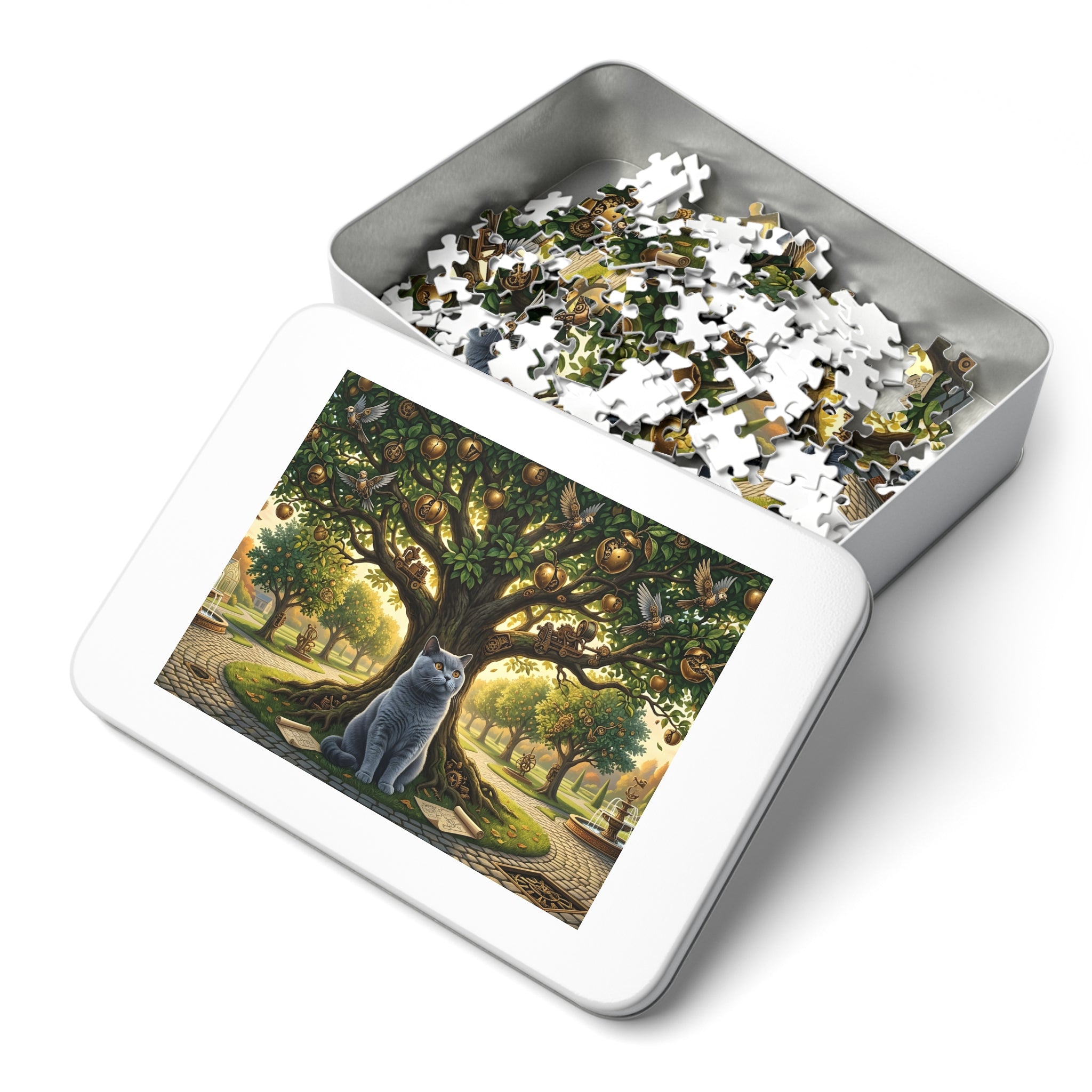 British Shorthair Steampunk Clockwork Apple Tree Jigsaw Puzzle