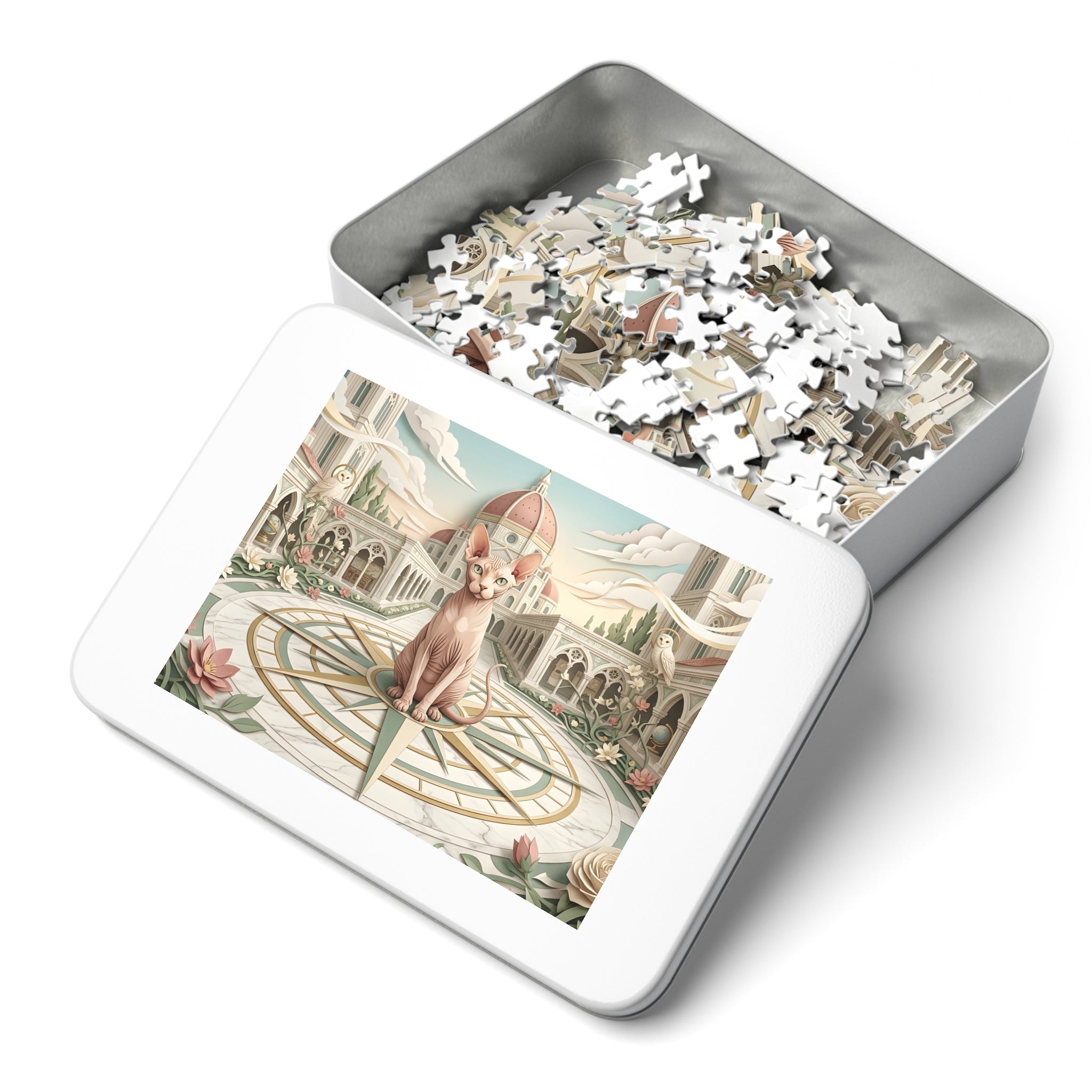 Sphynx Cat Renaissance Cathedral Compass Courtyard Jigsaw Puzzle
