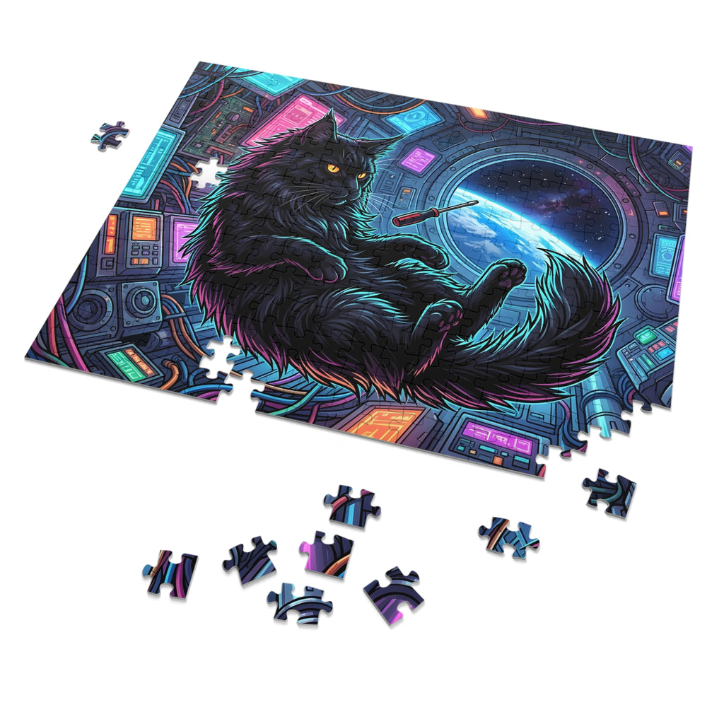 Black Tabby Maine Coon Moroccan Mosaic Tile Jigsaw Puzzle