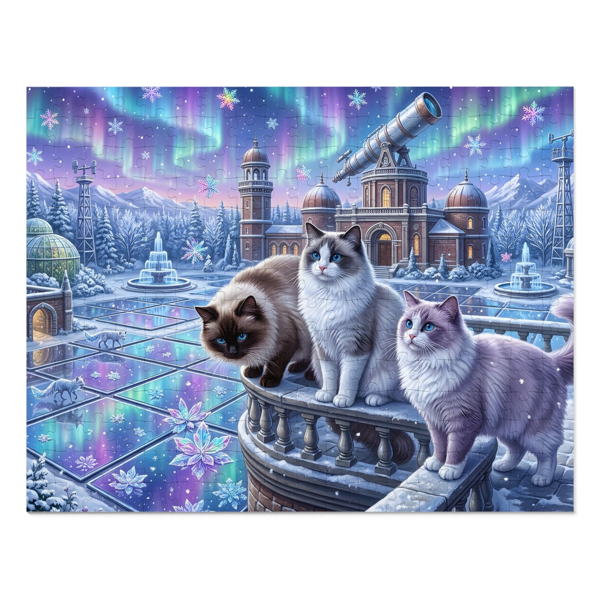 Ragdoll Cat Observatory Aurora Snowflake Terrace Jigsaw Puzzle