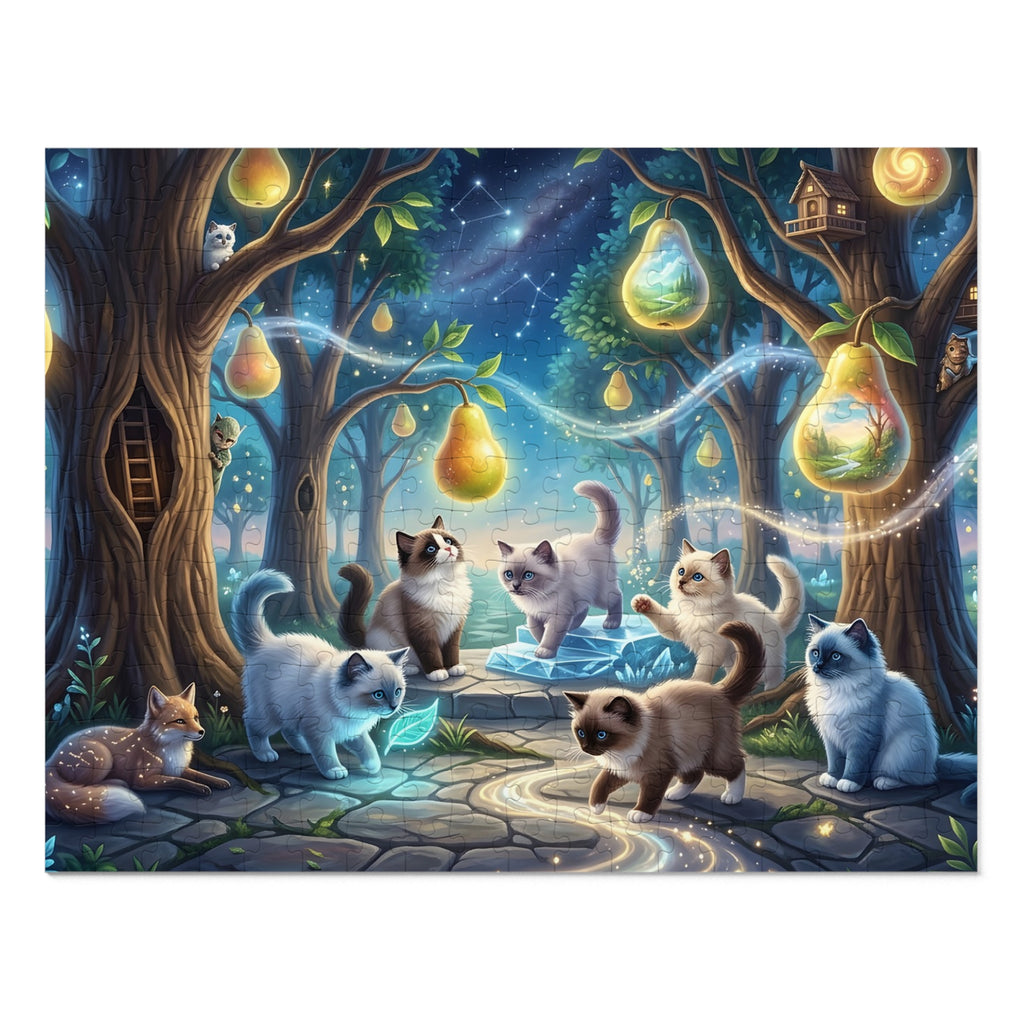 Ragdoll Kitten Enchanted Pear Lantern Forest Jigsaw Puzzle