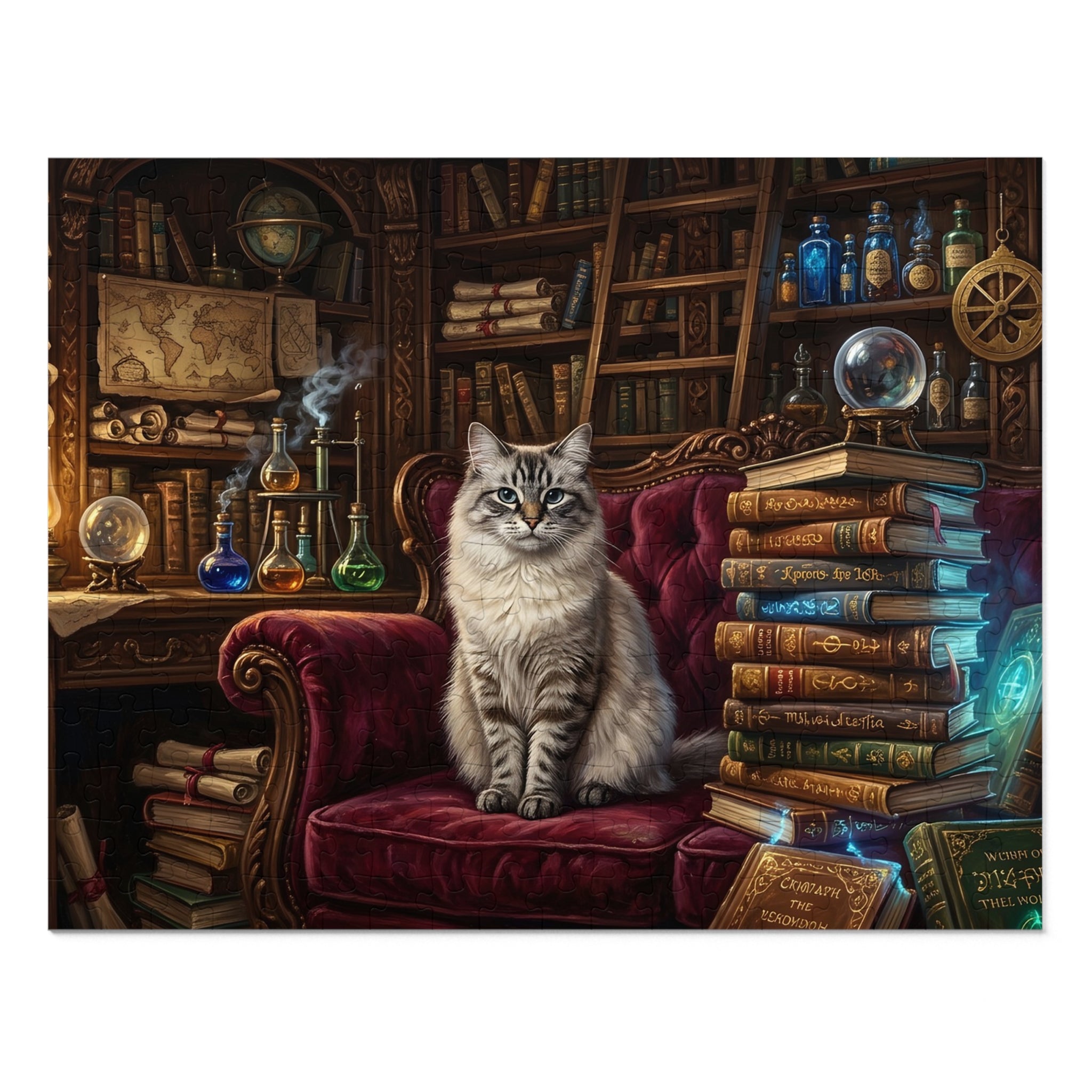Seal Lynx Point Ragdoll Vintage Library Spellbooks Jigsaw Puzzle