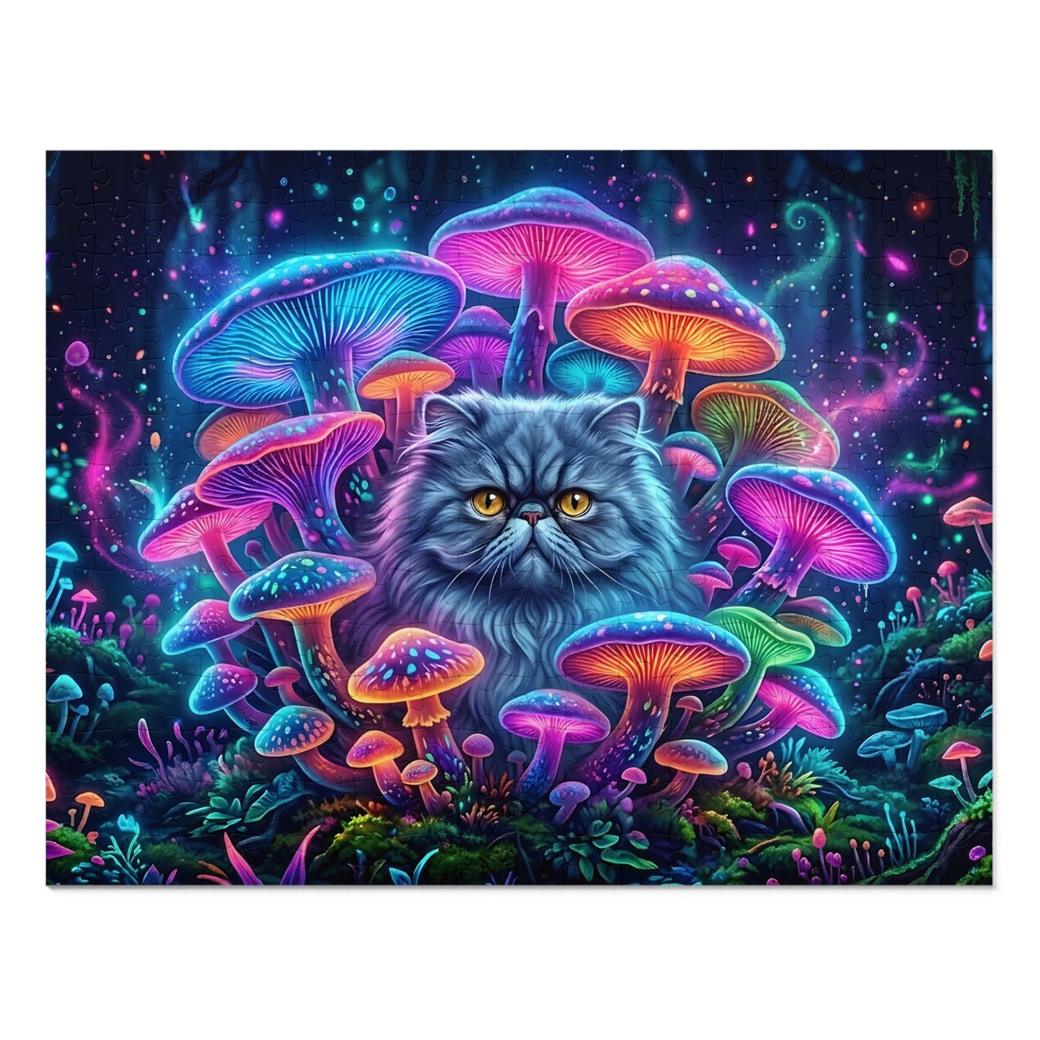 Blue Persian Glowing Mushrooms Jigsaw Puzzle