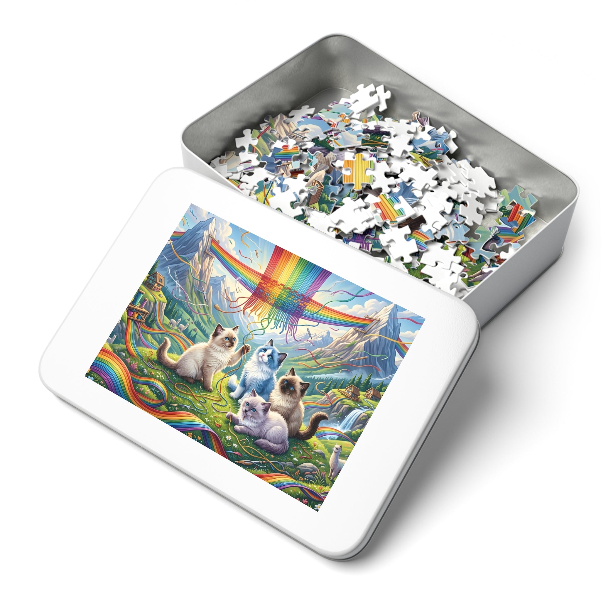 Ragdoll Kitten Rainbow Loom Alpine Meadow Jigsaw Puzzle
