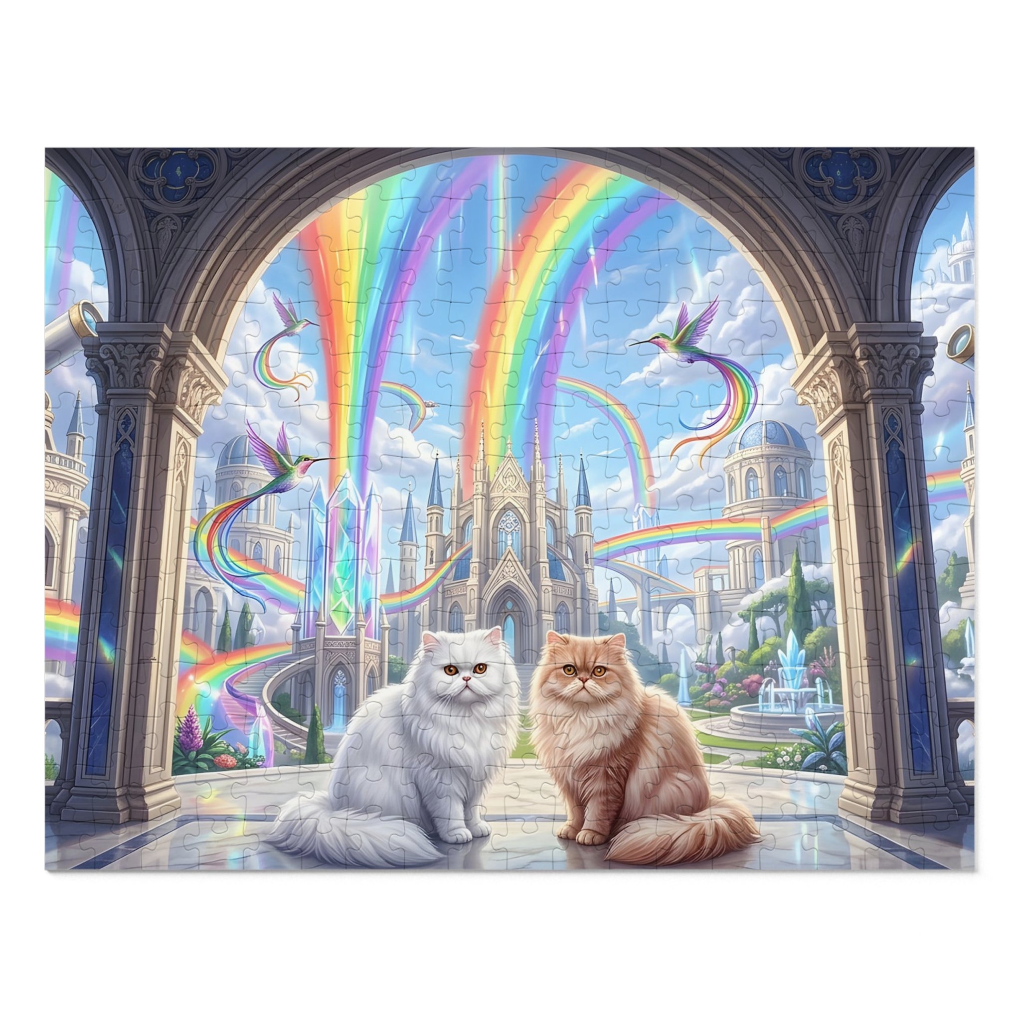 Persian Cat Rainbow Crystal Palace Archway Jigsaw Puzzle