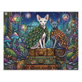 White and Grey Sphynx Peacock Feather Capes Suitcases Jigsaw Puzzle