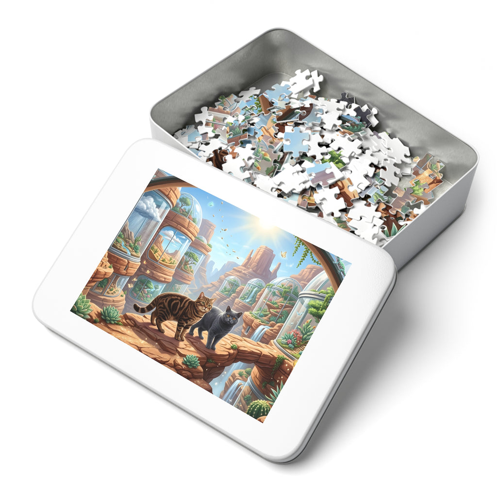 American Shorthair Cat Desert Biosphere Terrarium Canyon Jigsaw Puzzle