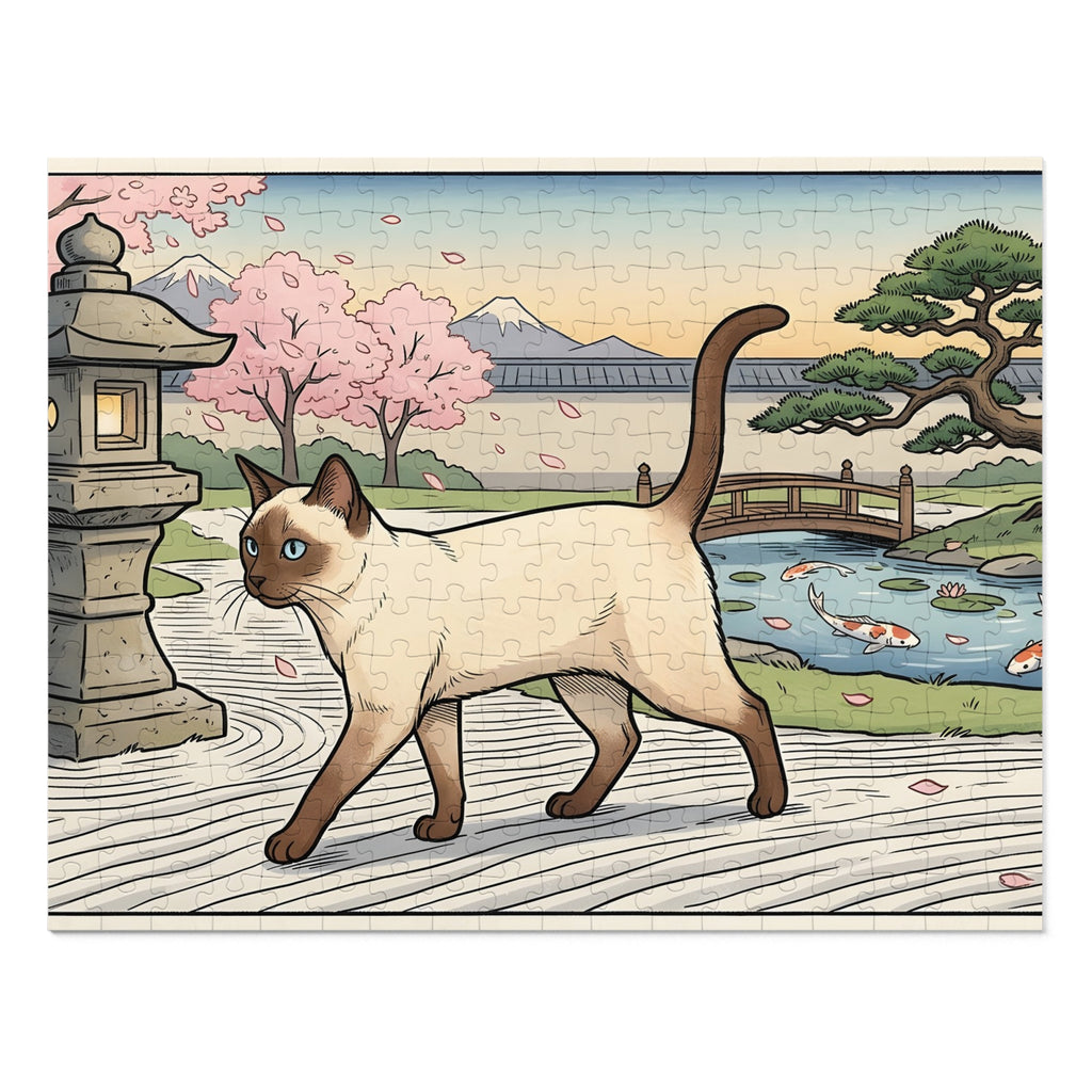 Seal Point Siamese Japanese Zen Garden Jigsaw Puzzle