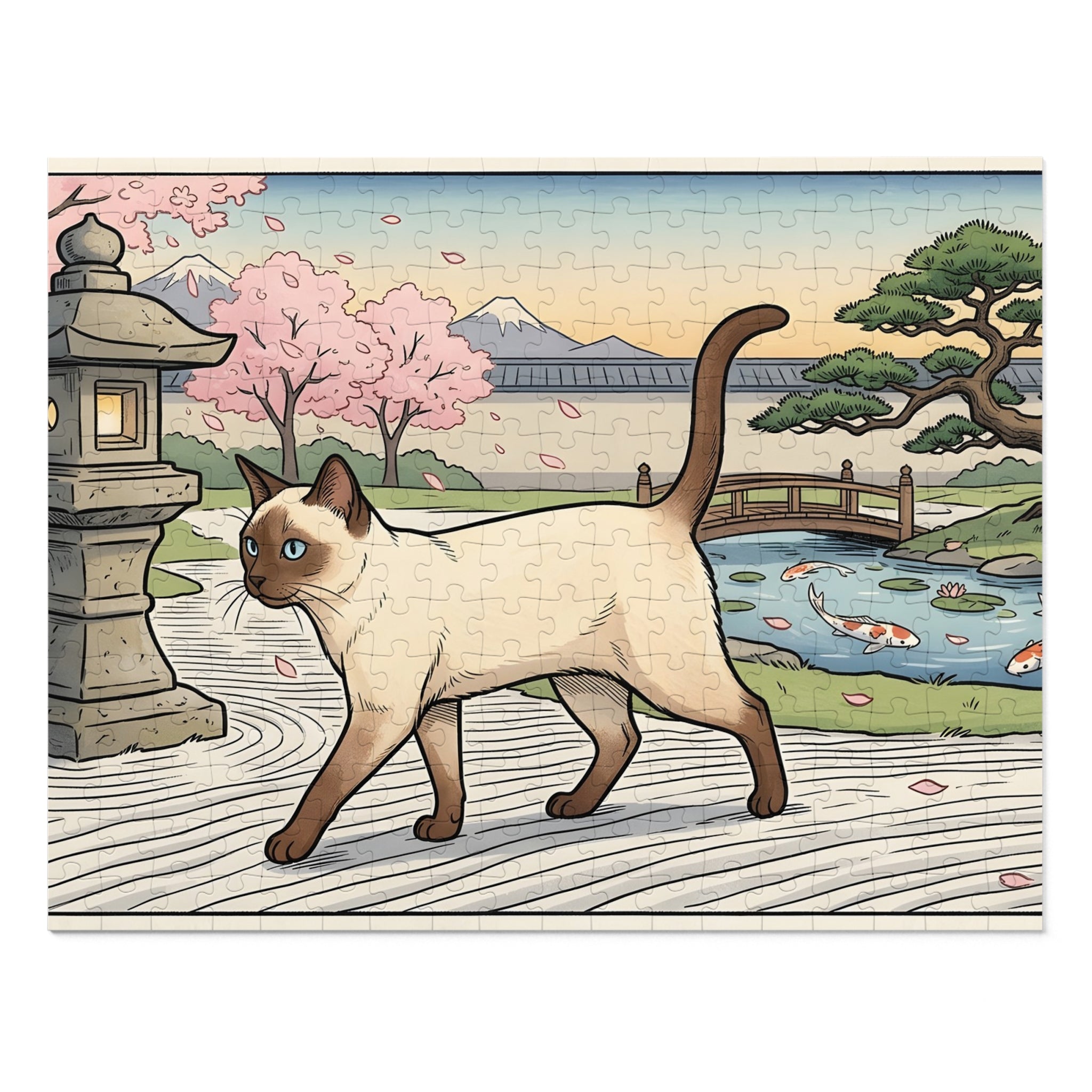 Seal Point Siamese Japanese Zen Garden Jigsaw Puzzle