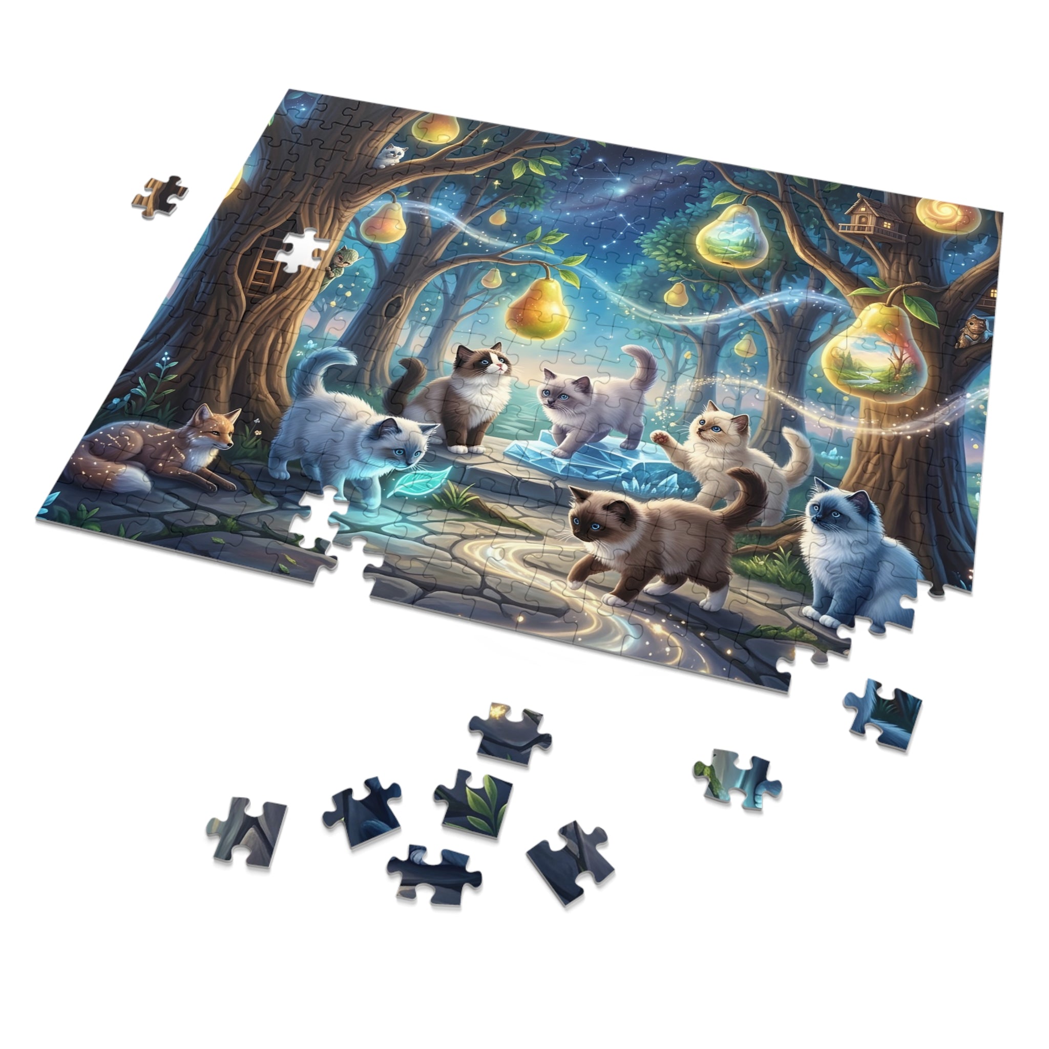 Ragdoll Kitten Enchanted Pear Lantern Forest Jigsaw Puzzle