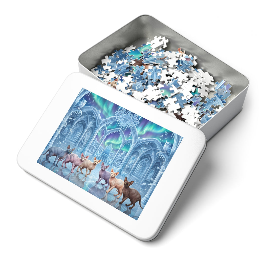 Sphynx Cat Ice Palace Aurora Borealis Jigsaw Puzzle
