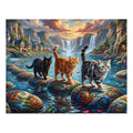 American Shorthair Cat Mosaic Stepping Stone River Waterfalls Jigsaw Puzzle