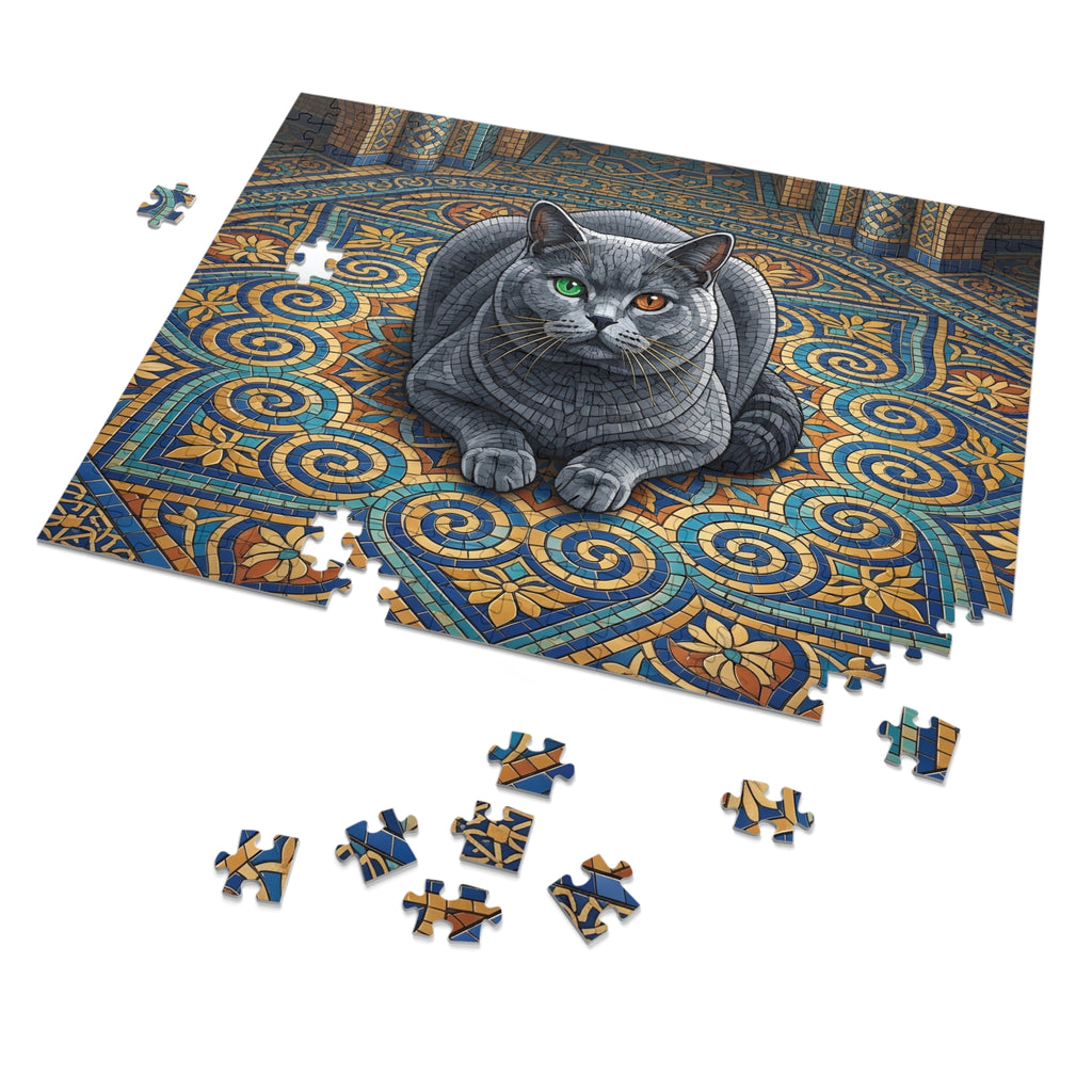 Blue British Shorthair Mosaic Tile Jigsaw Puzzle