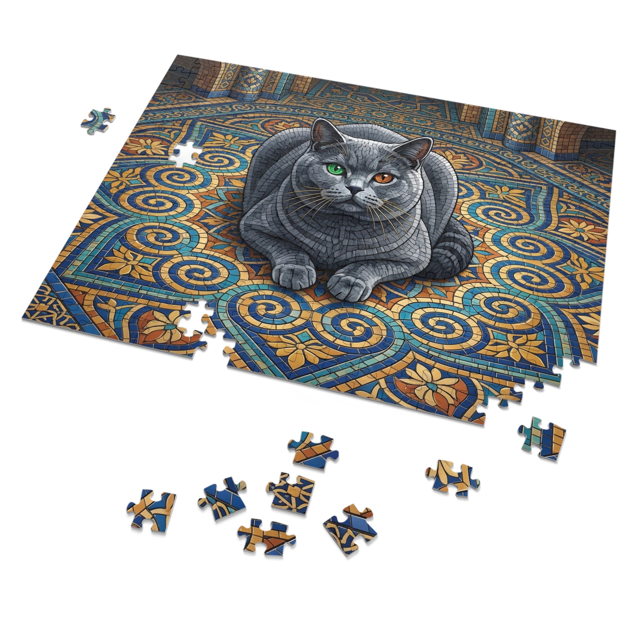 Blue British Shorthair Mosaic Tile Jigsaw Puzzle
