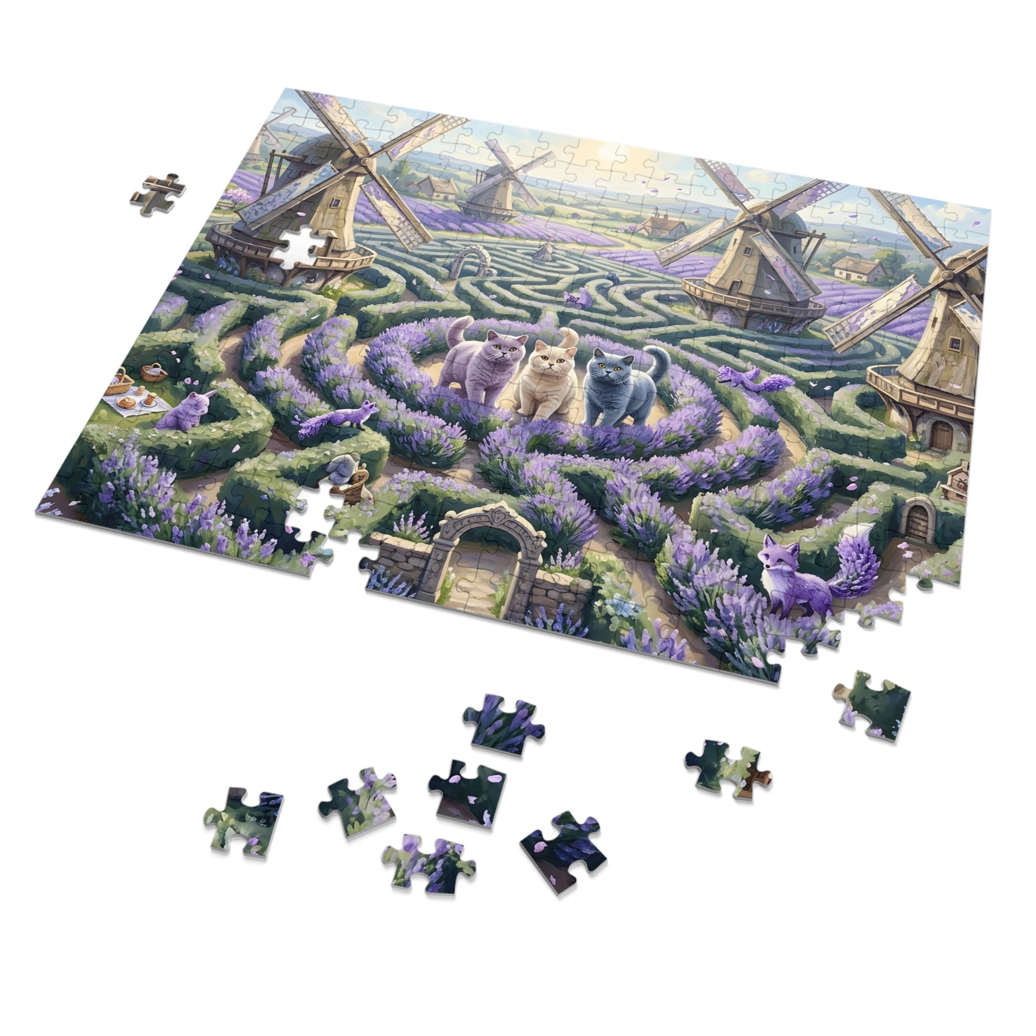 British Shorthair Lavender Maze Windmill Jigsaw Puzzle
