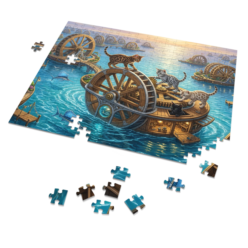 Bengal Kitten Ocean Waterwheel Workshop Jigsaw Puzzle