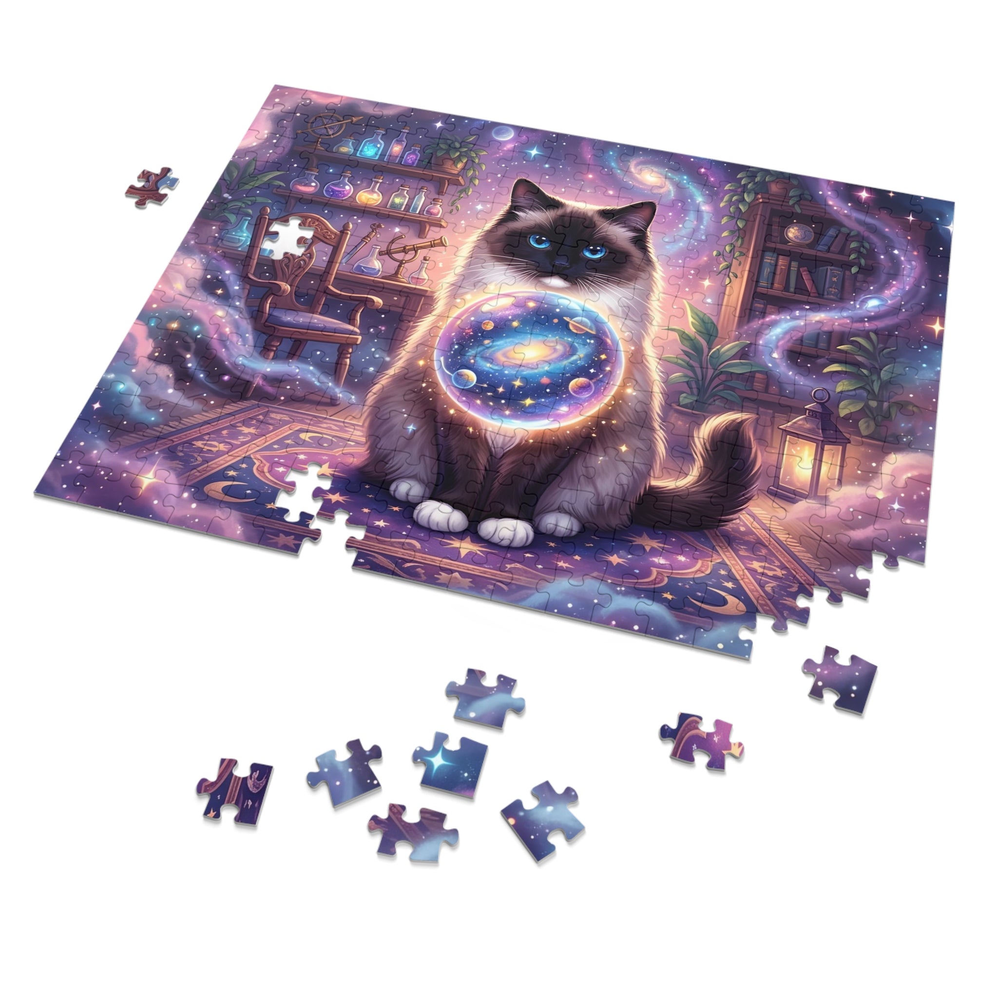 Seal Mitted Ragdoll Crystal Ball Galaxy Wizard Room Jigsaw Puzzle
