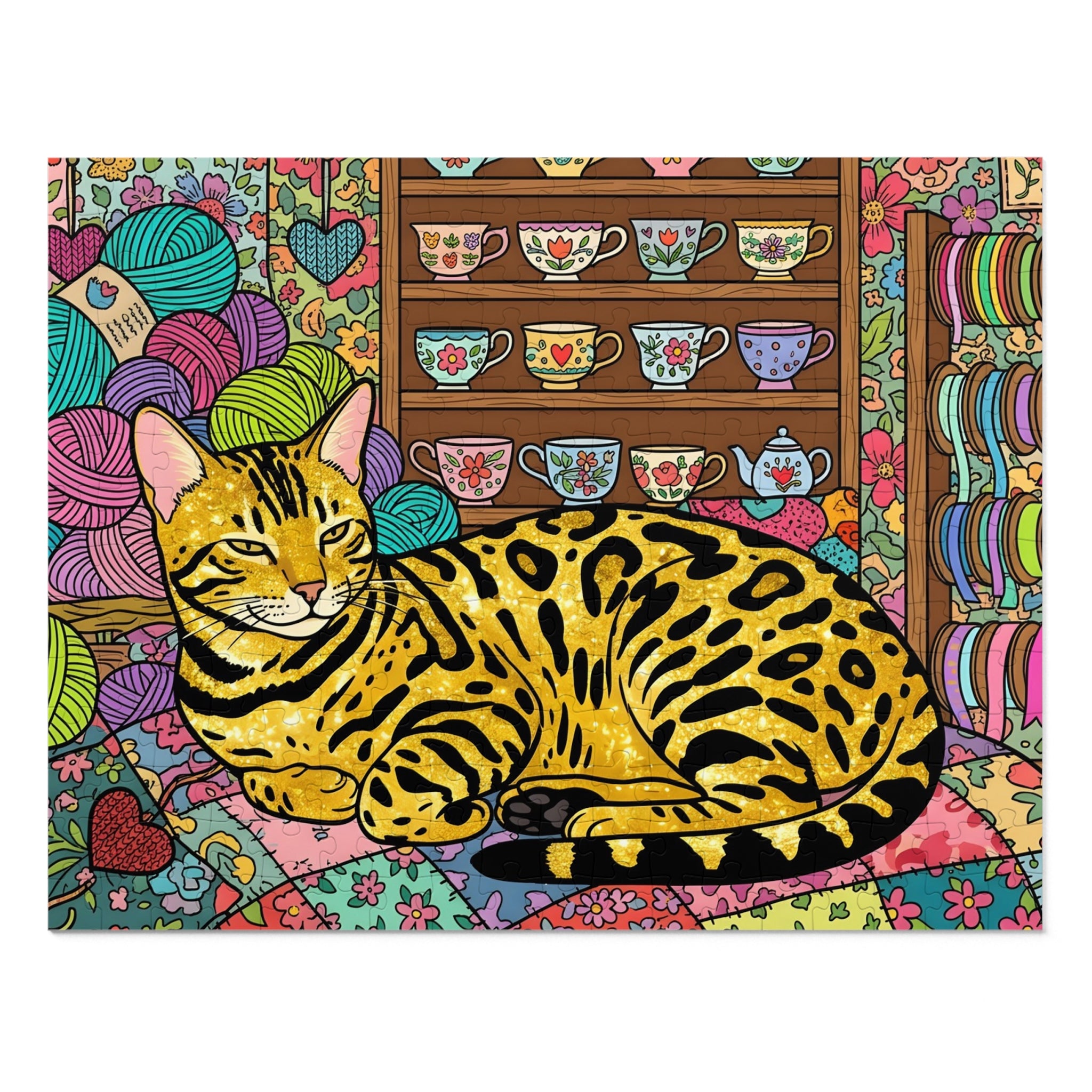 Glittery Gold Bengal Craft Room Jigsaw Puzzle