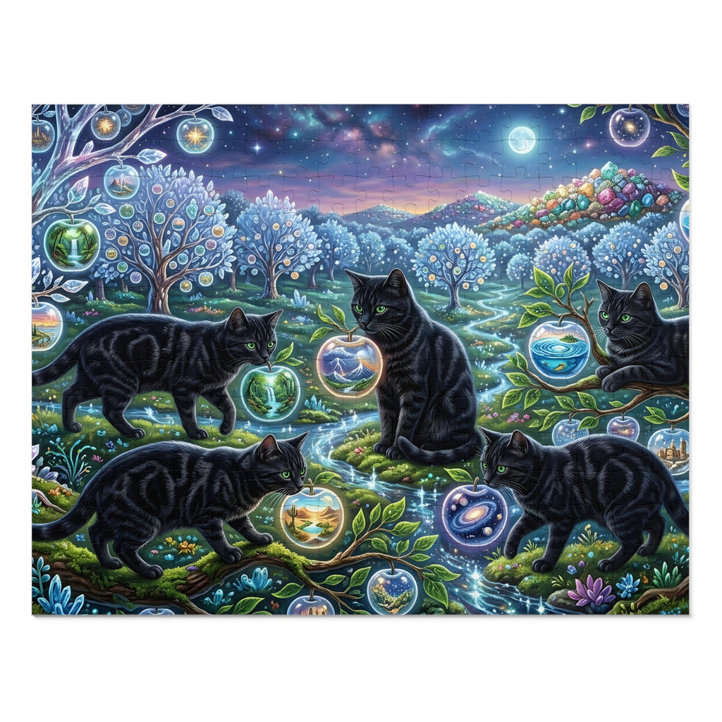Black Tabby American Shorthair Orchard Glass Orb Worlds Jigsaw Puzzle