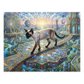 Siamese Cat Stained Glass Geometric Skybridge Jigsaw Puzzle