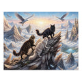 Maine Coon Cat Feather Mountain Cliff Falcons Cloud Castle Jigsaw Puzzle