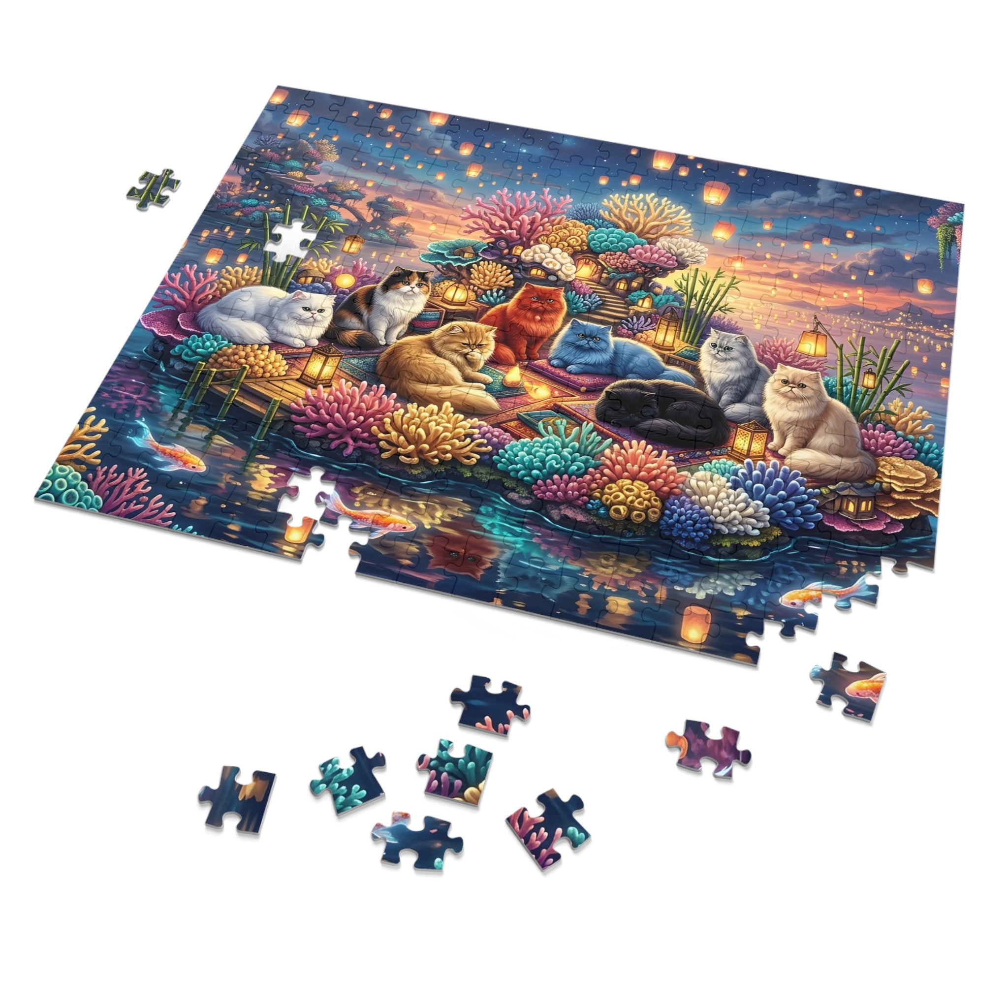 Persian Cat Coral Lantern Cove Jigsaw Puzzle