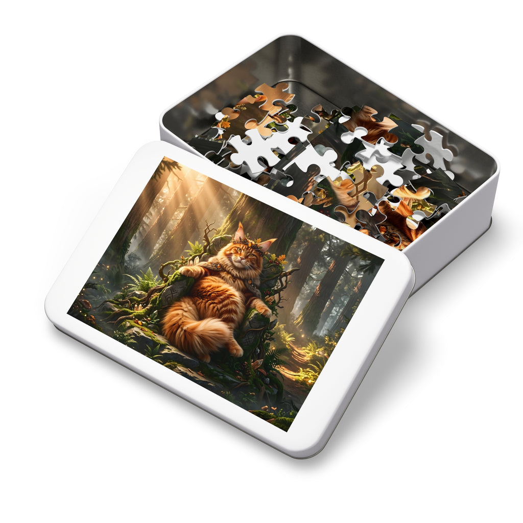 Orange Tabby Maine Coon Forest Throne King Jigsaw Puzzle