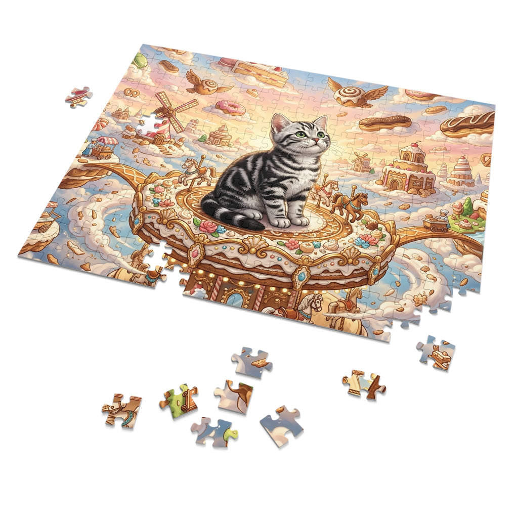 American Shorthair Kitten Sweet Pastry Carousel Jigsaw Puzzle
