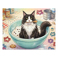 Black and White Tuxedo Maine Coon Baking Mixing Bowl Jigsaw Puzzle