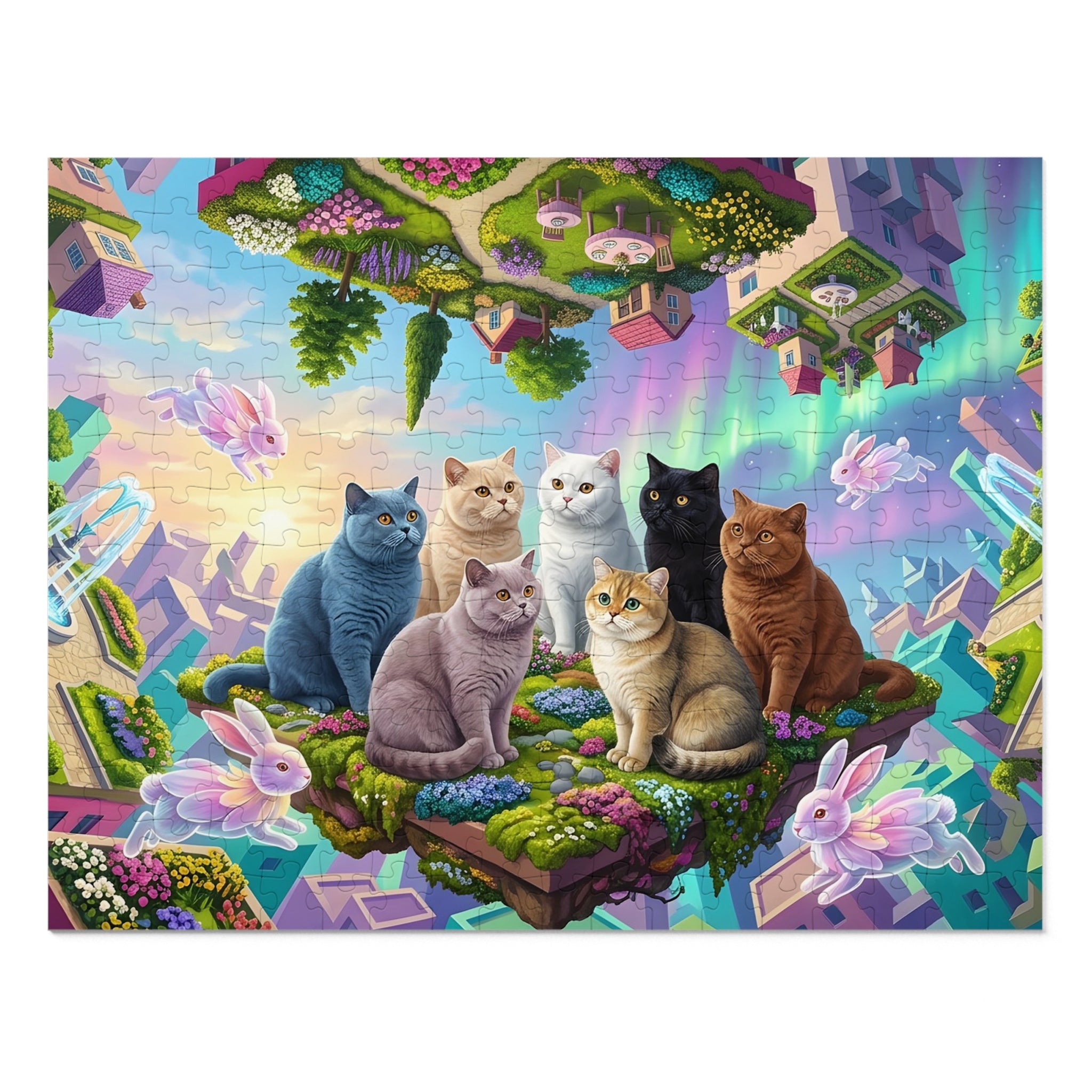 British Shorthair Cat Upside-Down Floating Realm Jigsaw Puzzle