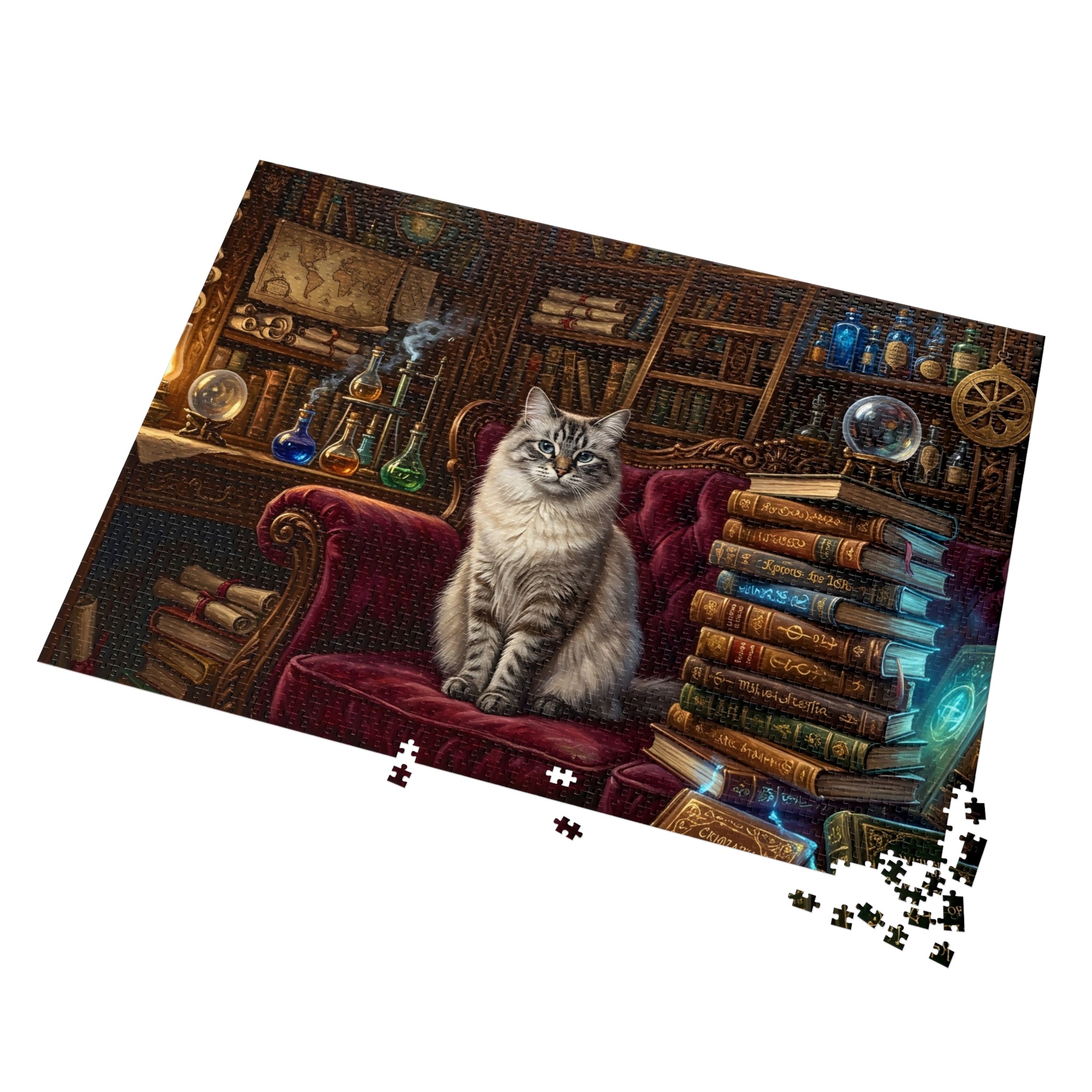 Seal Lynx Point Ragdoll Vintage Library Spellbooks Jigsaw Puzzle