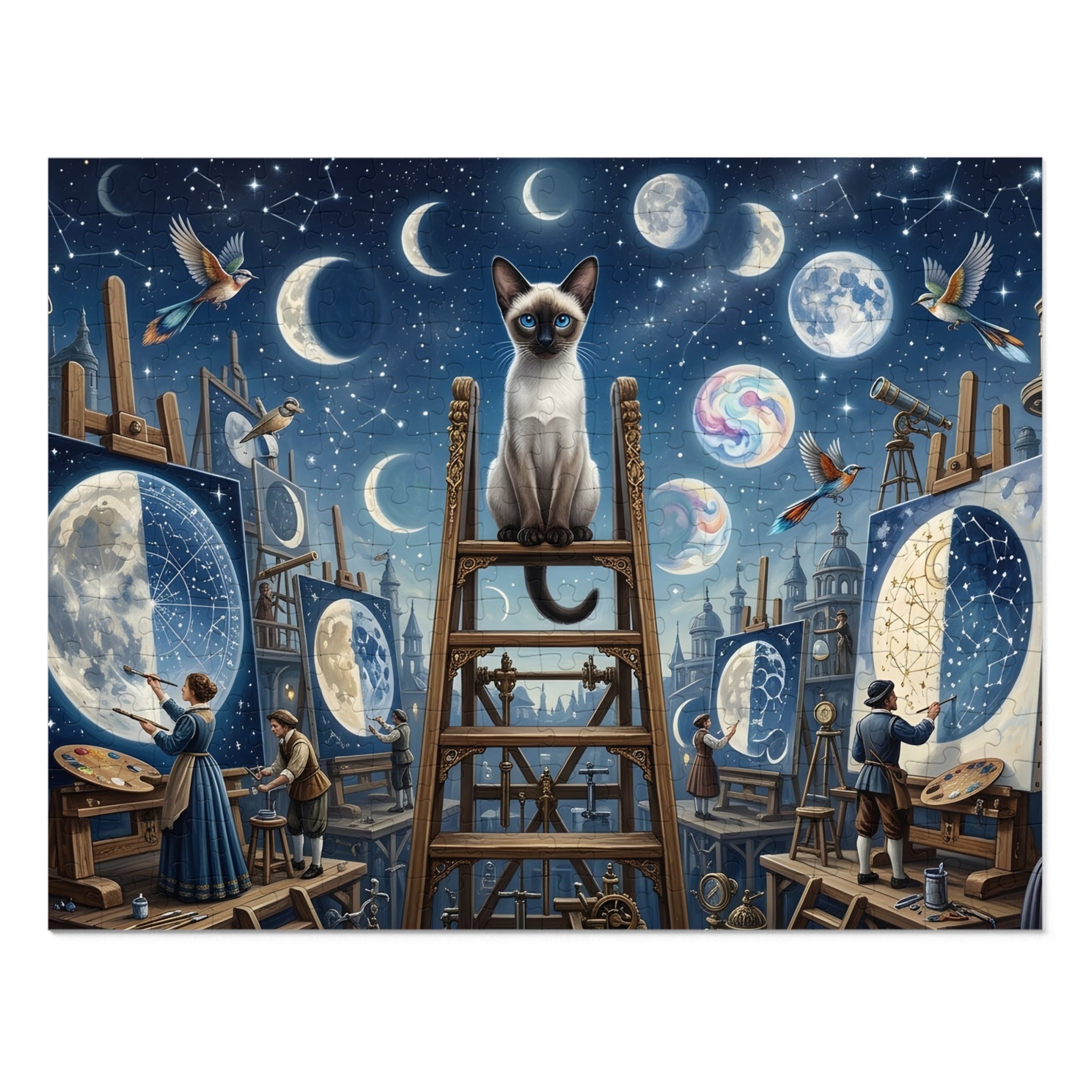 Siamese Cat Lunar Observatory Studio Jigsaw Puzzle