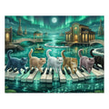 British Shorthair Emerald Aurora Piano Lake Jigsaw Puzzle