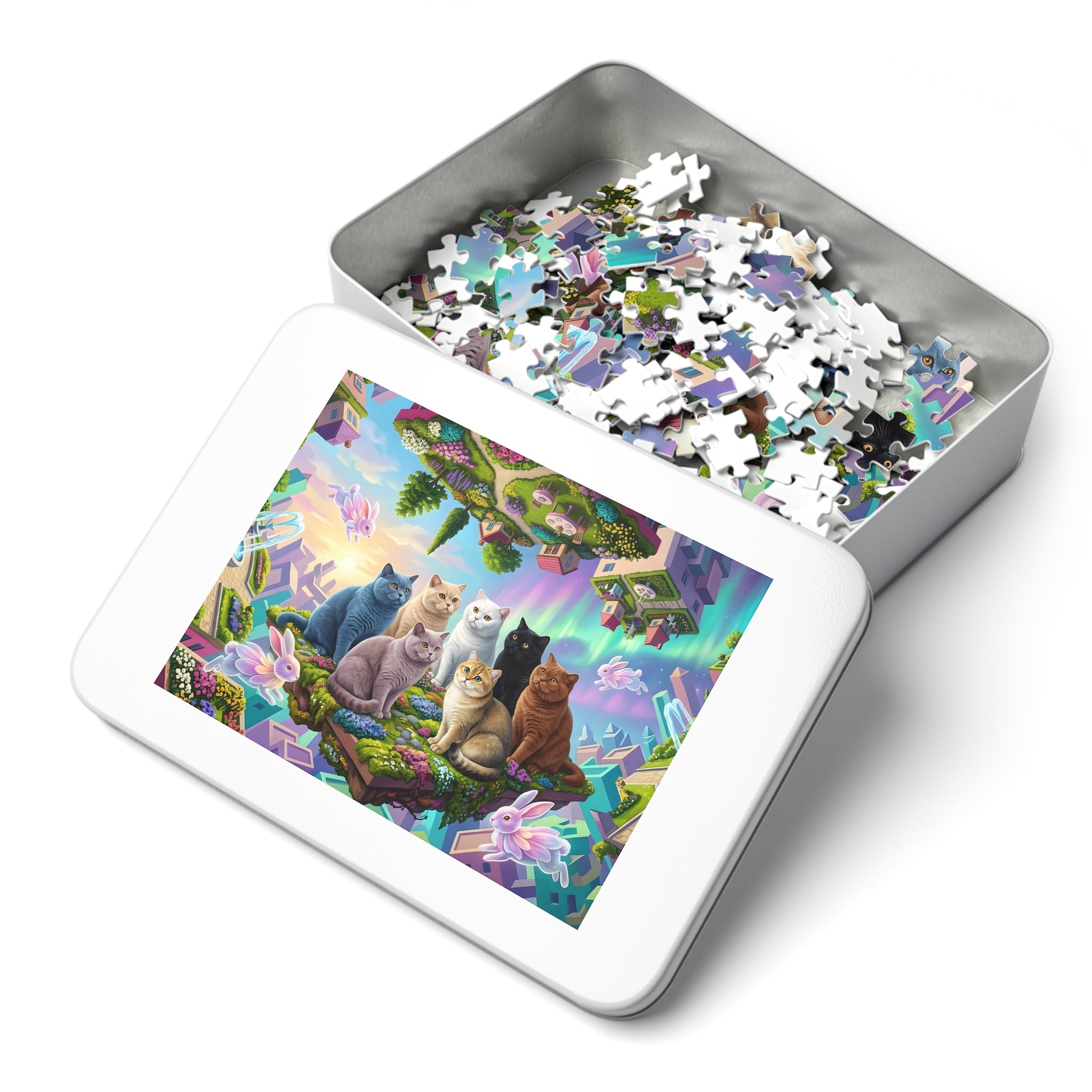 British Shorthair Cat Upside-Down Floating Realm Jigsaw Puzzle
