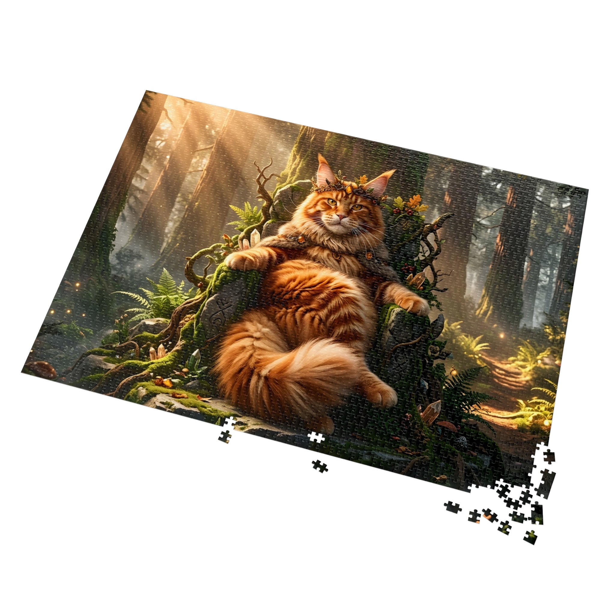Orange Tabby Maine Coon Forest Throne King Jigsaw Puzzle