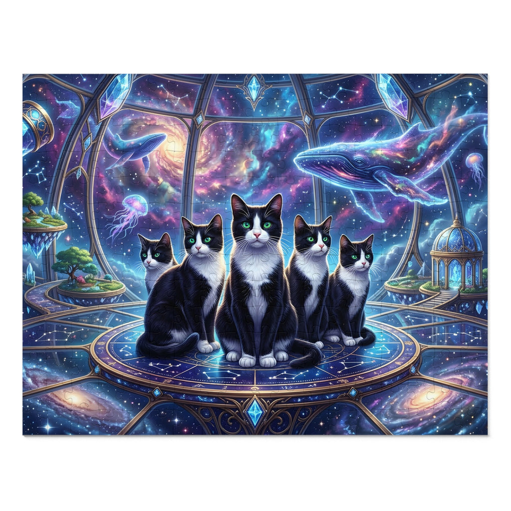 Black White Tuxedo American Shorthair Observatory Cosmic Whales Jigsaw Puzzle