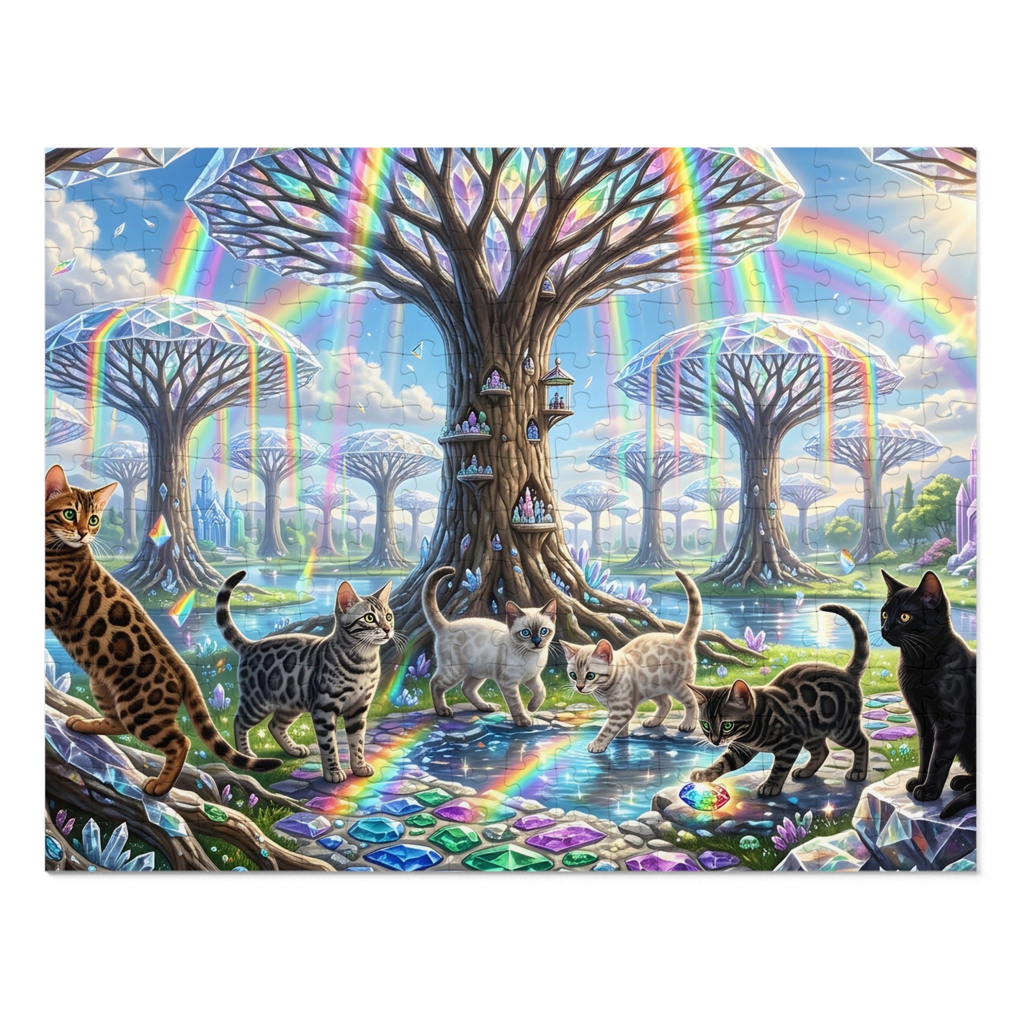 Bengal Kitten Rainbow Prism Forest Jigsaw Puzzle