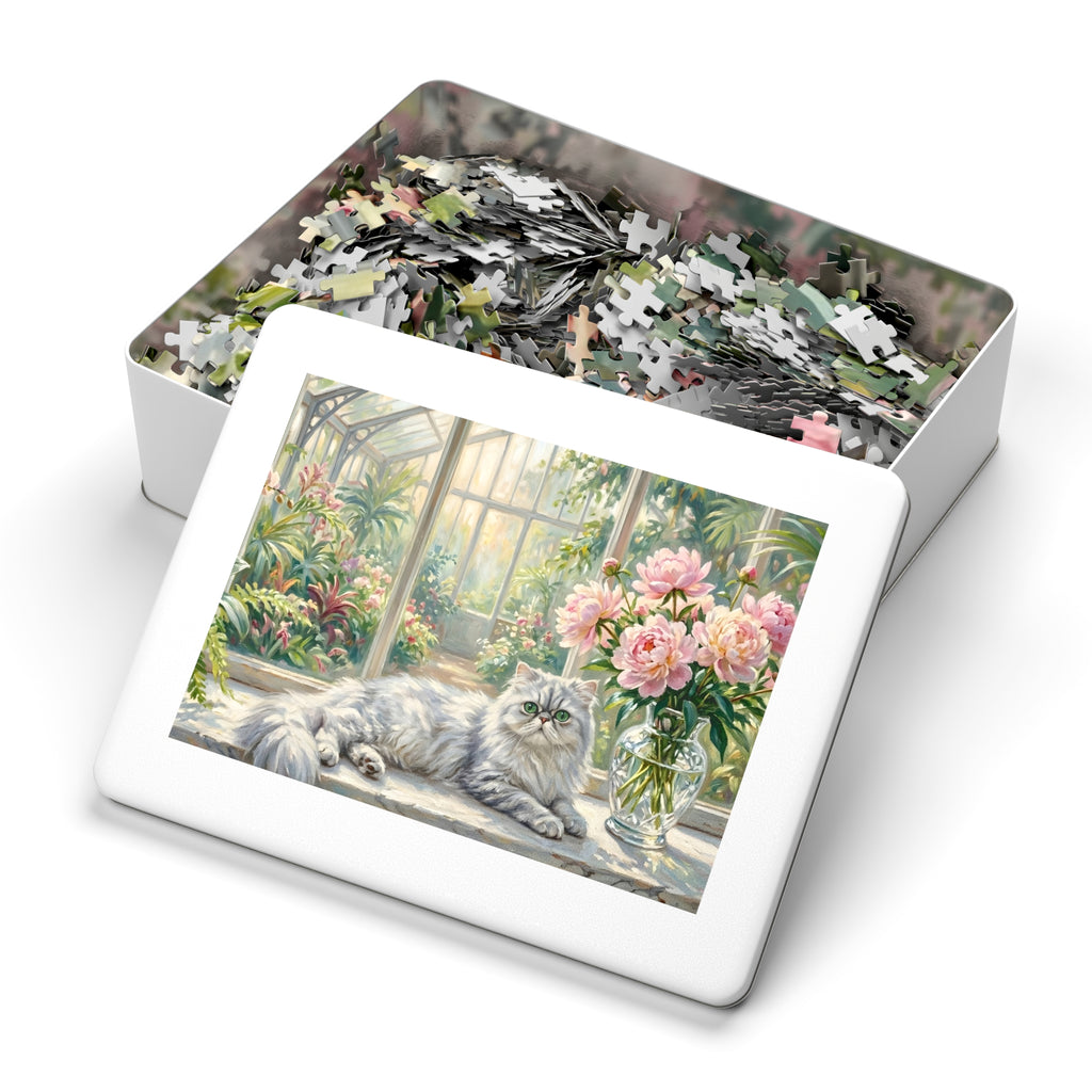 Silver Chinchilla Persian Greenhouse Peonies Jigsaw Puzzle